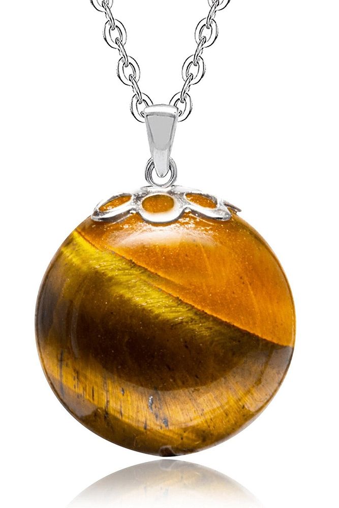 Sertifikalı Doğal Kaplan Gözü Taşı Kolye (10 Mm)