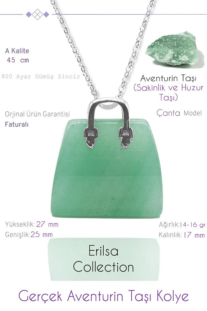 Sertifikalı Çanta Model Aventurin Taşı Kolye