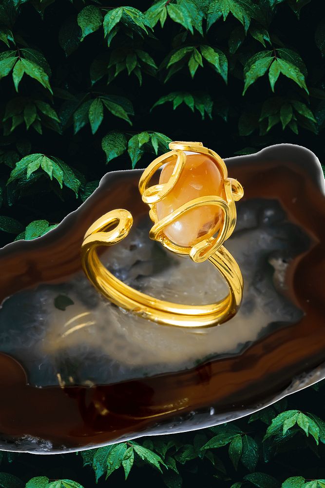 Sertifikalı Rokoko Model Karneol Karnelyan Akik Taşlı Yüzük - Ayarlamalı