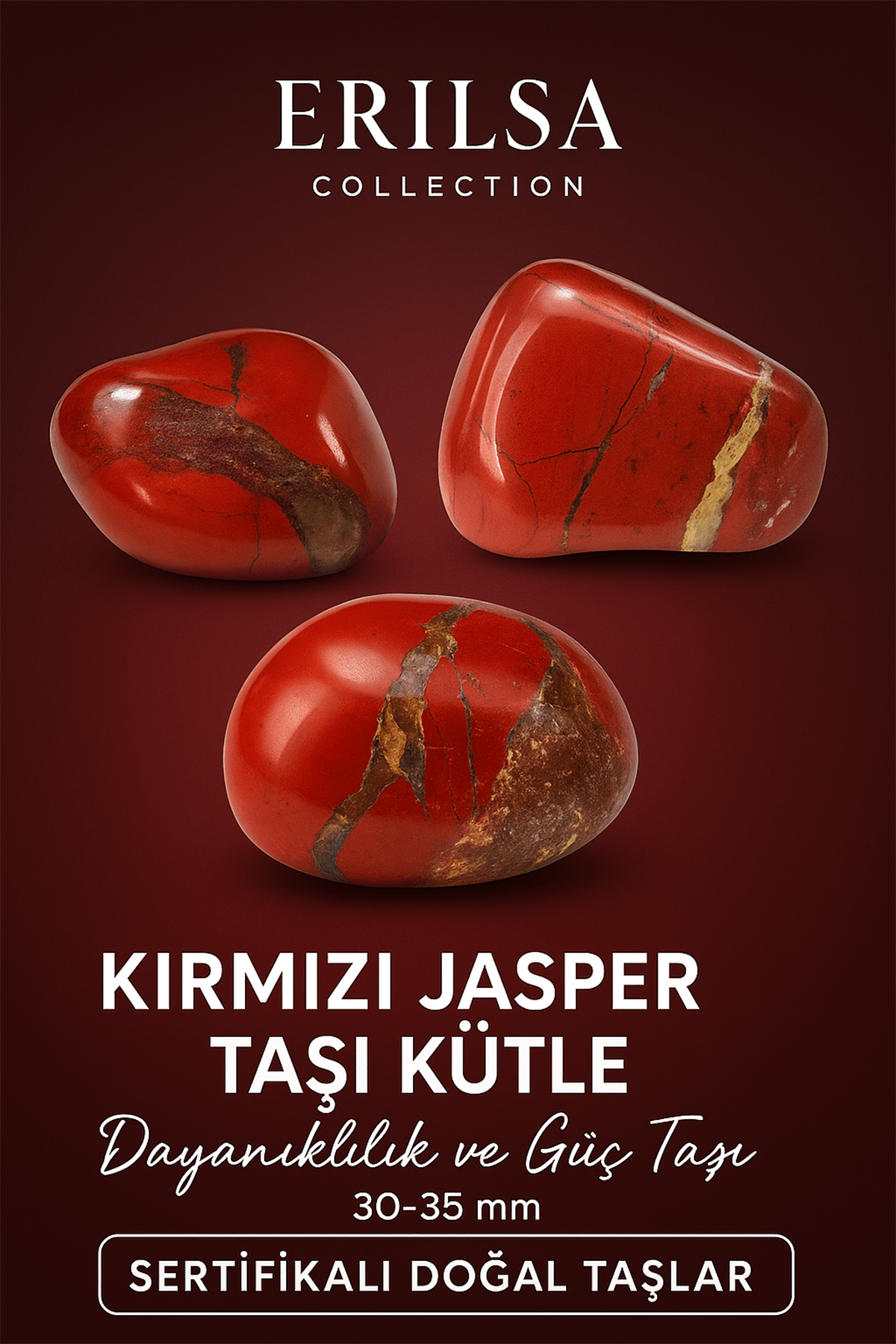 Sertifikalı Kırmızı Jasper Taşı Kütle – Doğal Dayanıklılık ve Güç Taşı 30-35 mm