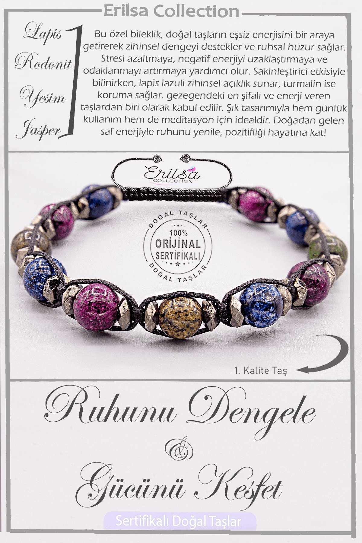 Sertifikalı AAA+ Kalite Doğal Enerji Taşı Bileklik Ruhunu Dengele Gücünü Keşfet