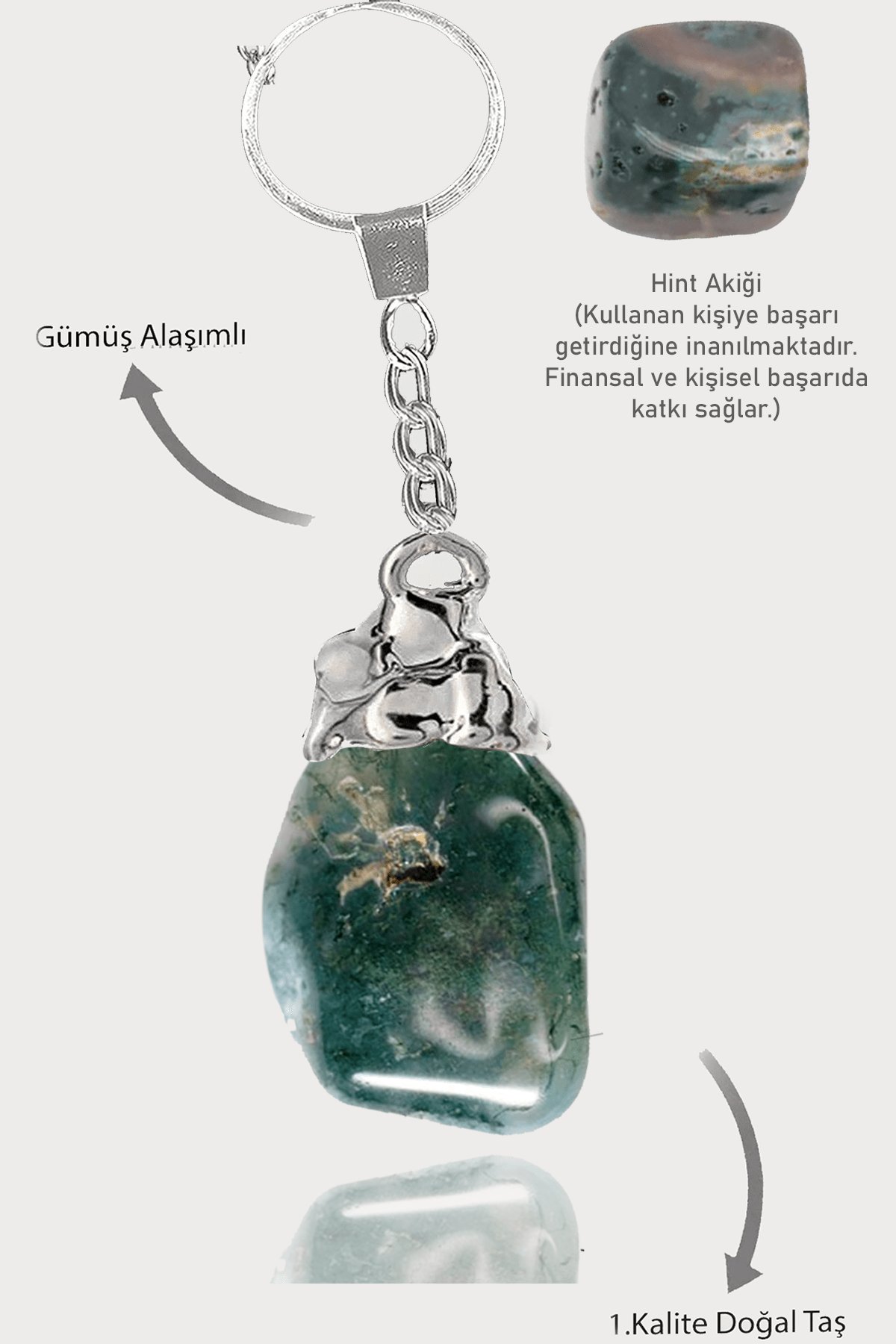 Sertifikalı Ham Model Hint Akik Taşı Doğal Taş Anahtarlık