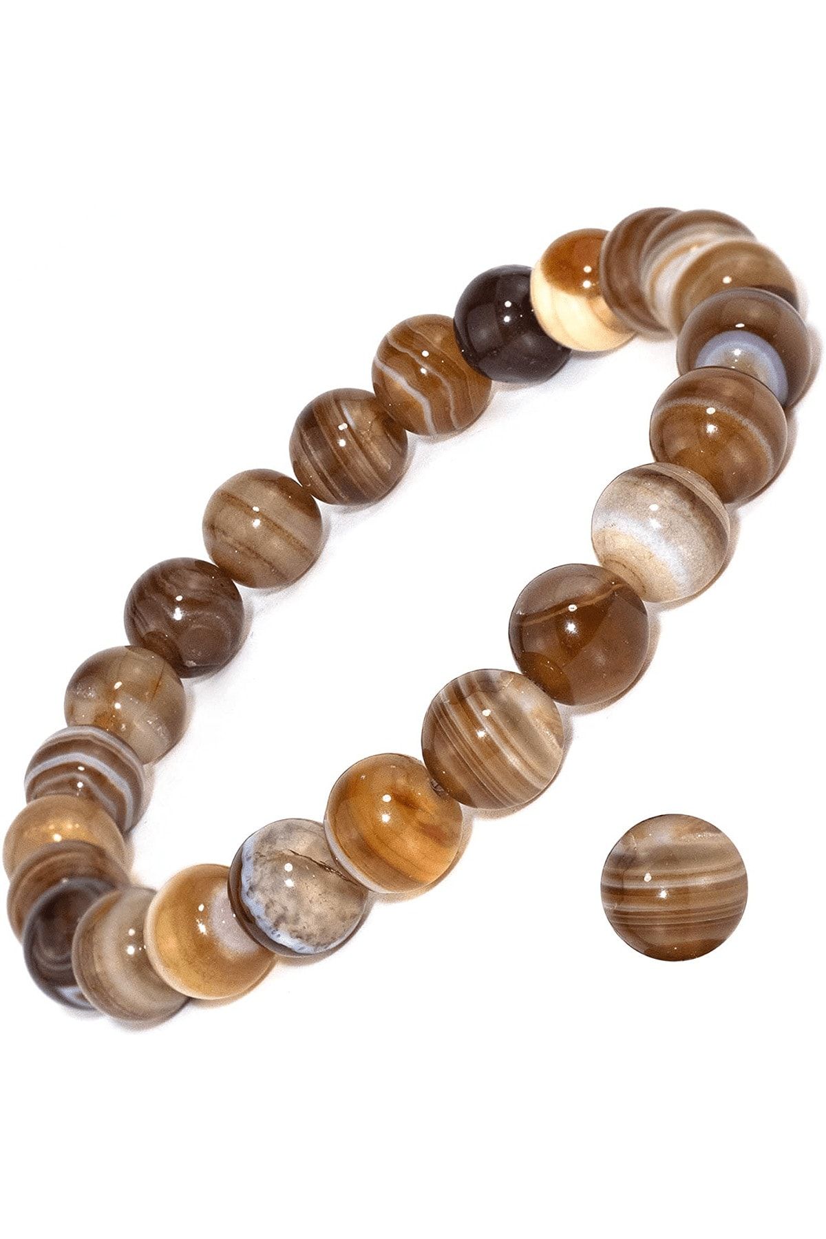 Sertifikalı Aaa Kalite Doğal Bostwana Akik Taşı Bileklik Doğal Kahverengi Renk