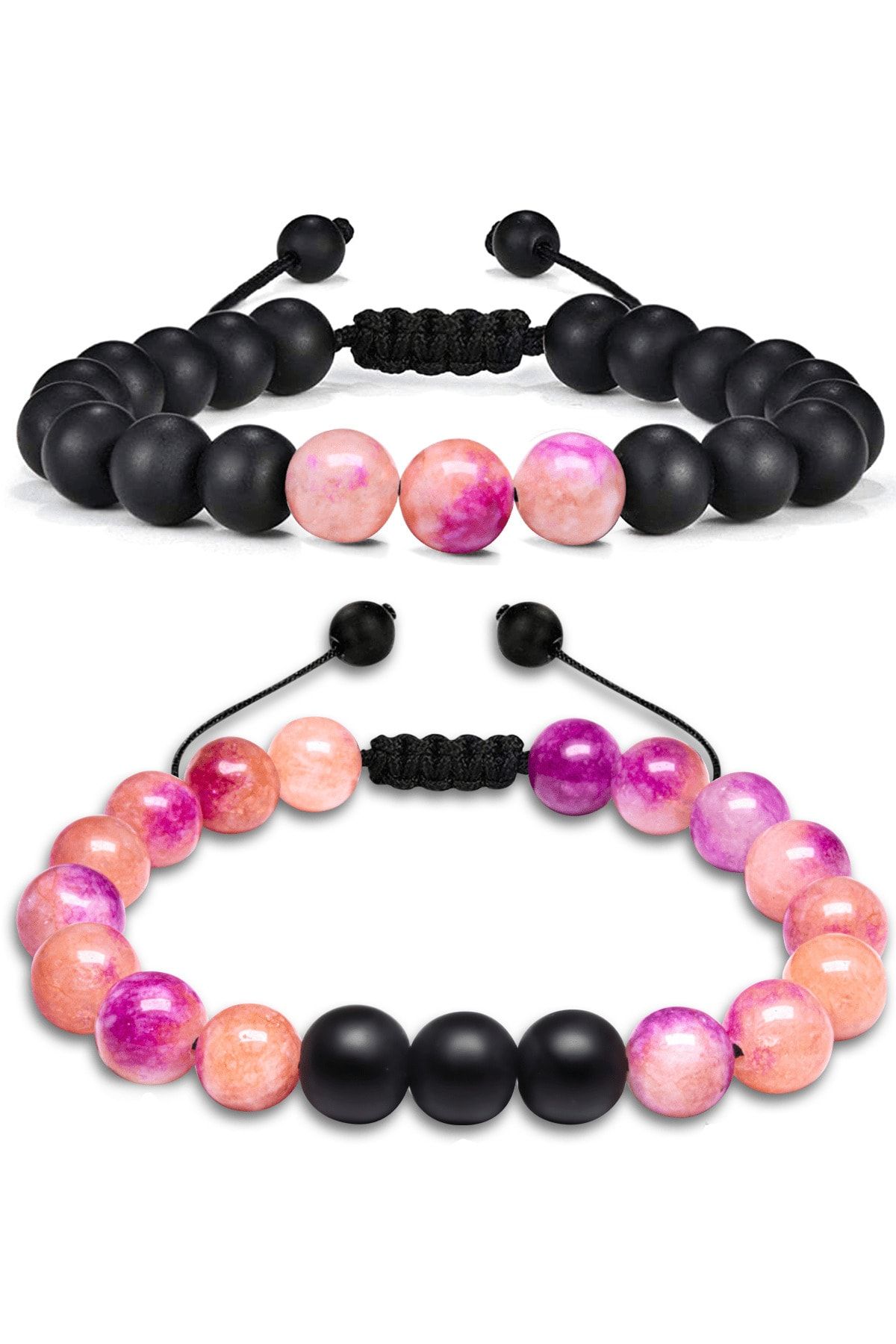 Sertifikalı Doğal Mor Turuncu Kuvars Oniks Taşı Doğal Taş Bileklik Seti