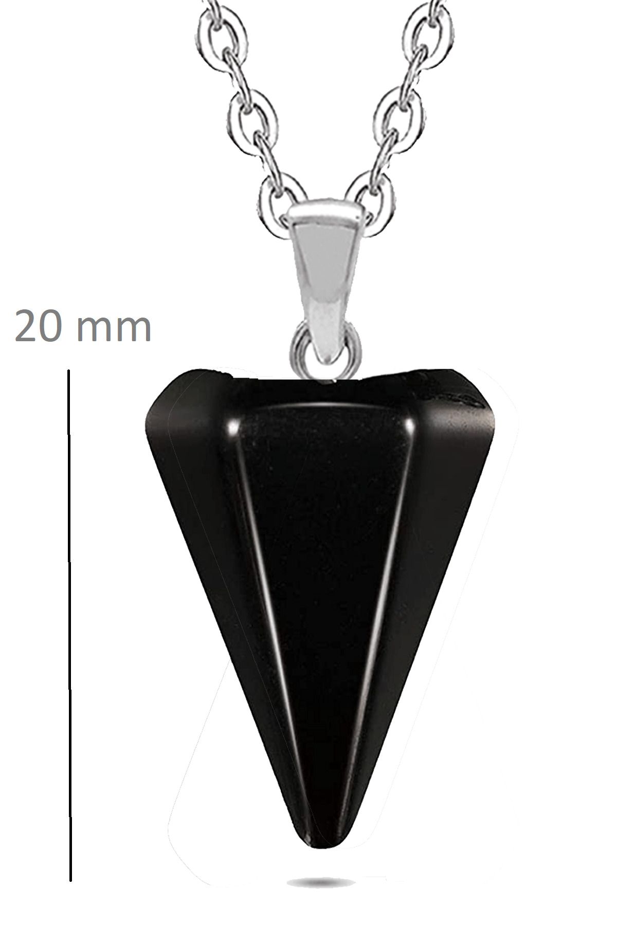 Sertifikalı Doğal Obsidyen Taşı Doğal Taş Pandül Kolye Doğal Siyah Renk 45 cm