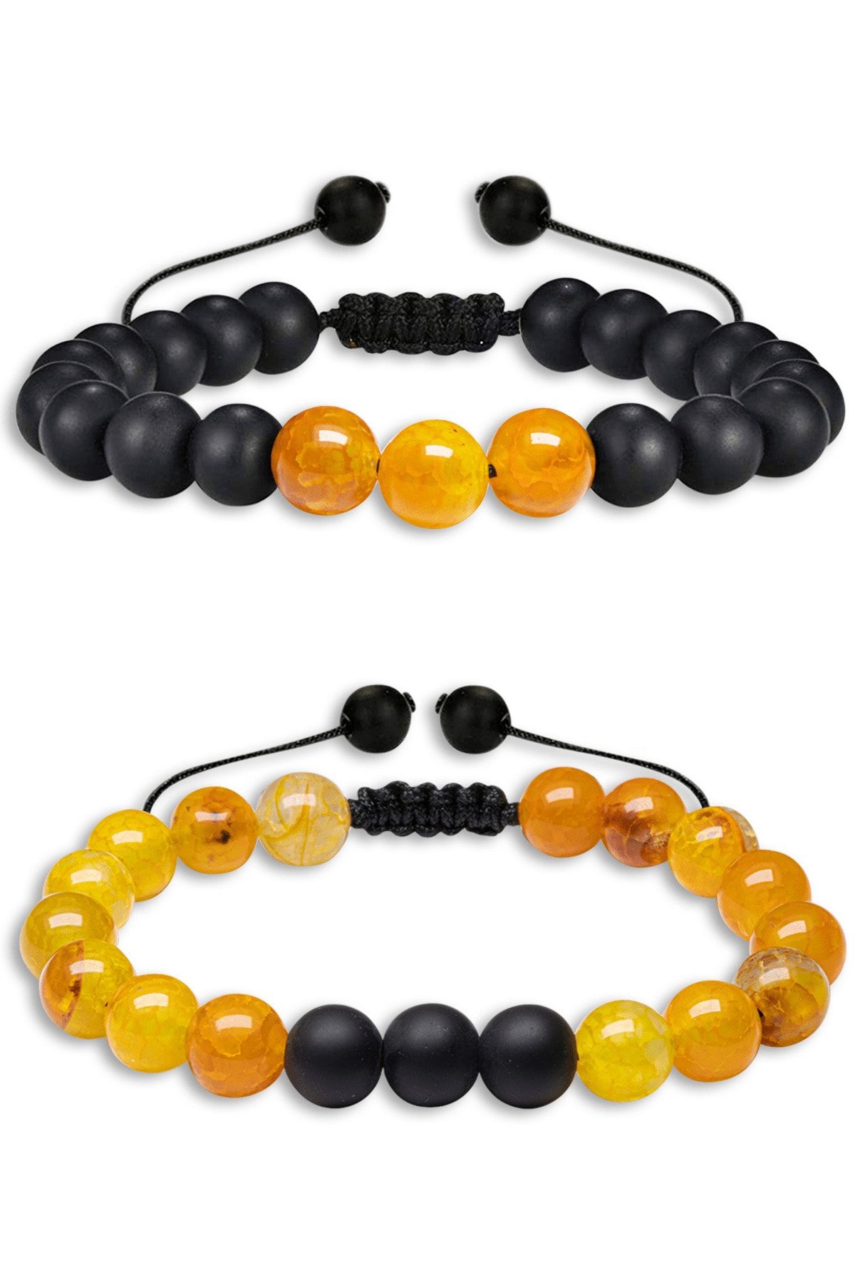 Doğal Damarlı Turuncu Akik Taşı Doğaltaş Bileklik Seti