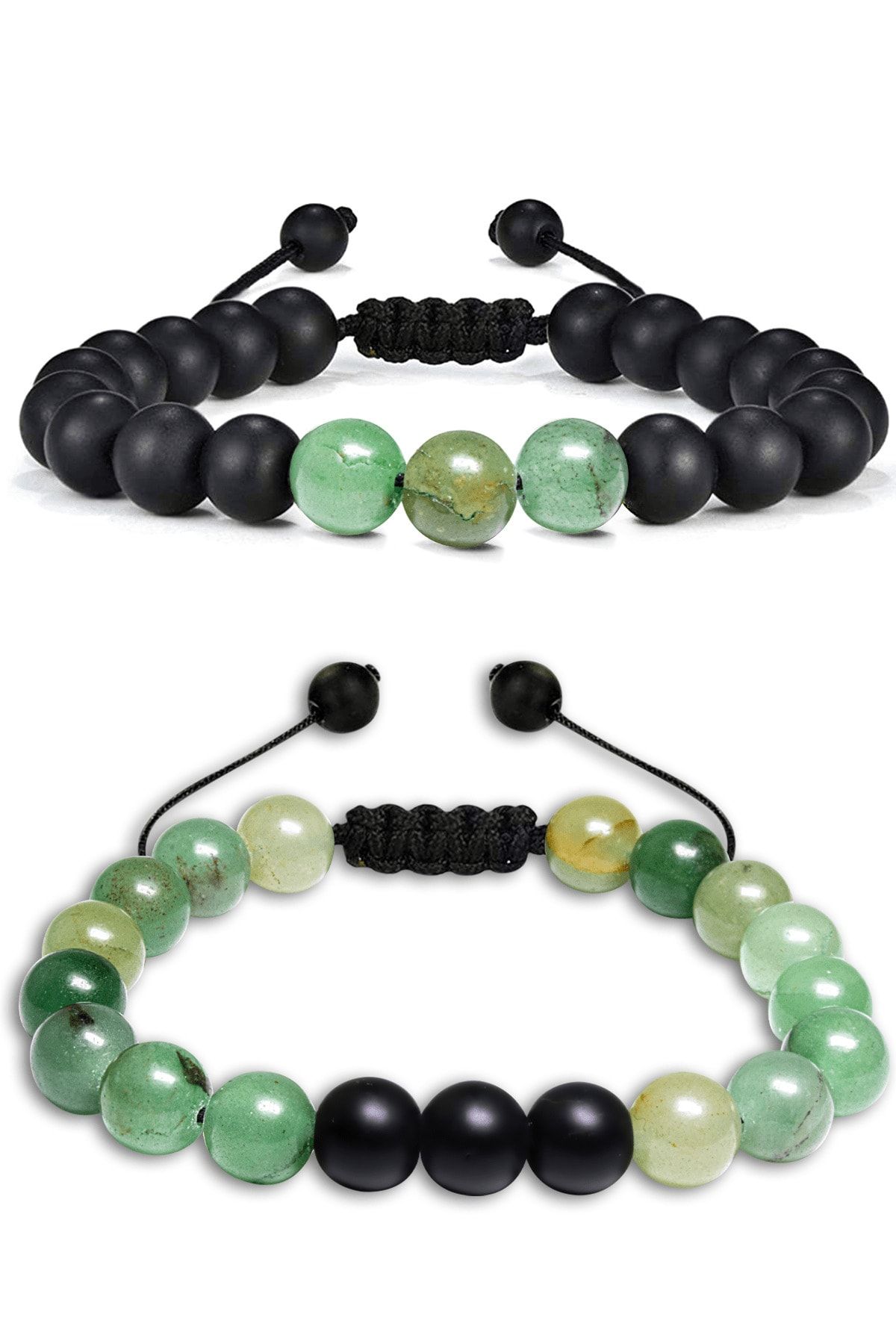 Sertifikalı Doğal Yosun Akik Oniks Taşı Doğal Taş Bileklik Seti