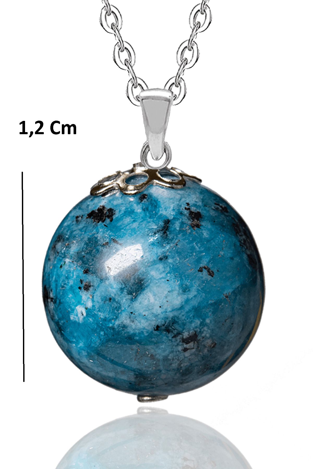 Sertifikalı Apatit Taşlı Doğal Taş Kolye Doğal Mavi Renk