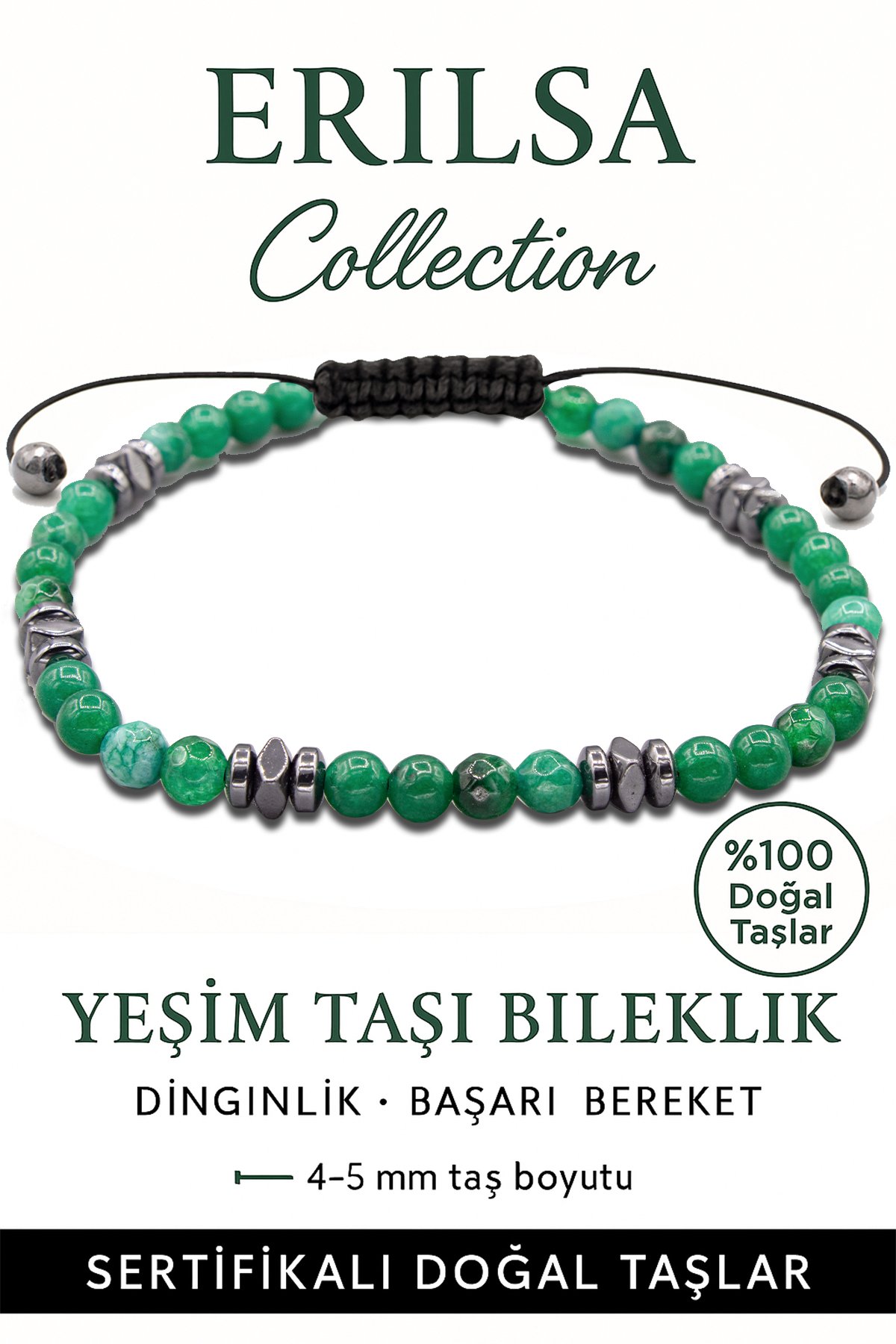 Sertifikalı Terahertz – Fasetli Yeşim Taşı Bileklik (İnce Model) – Şans, Canlılık ve Denge Taşı