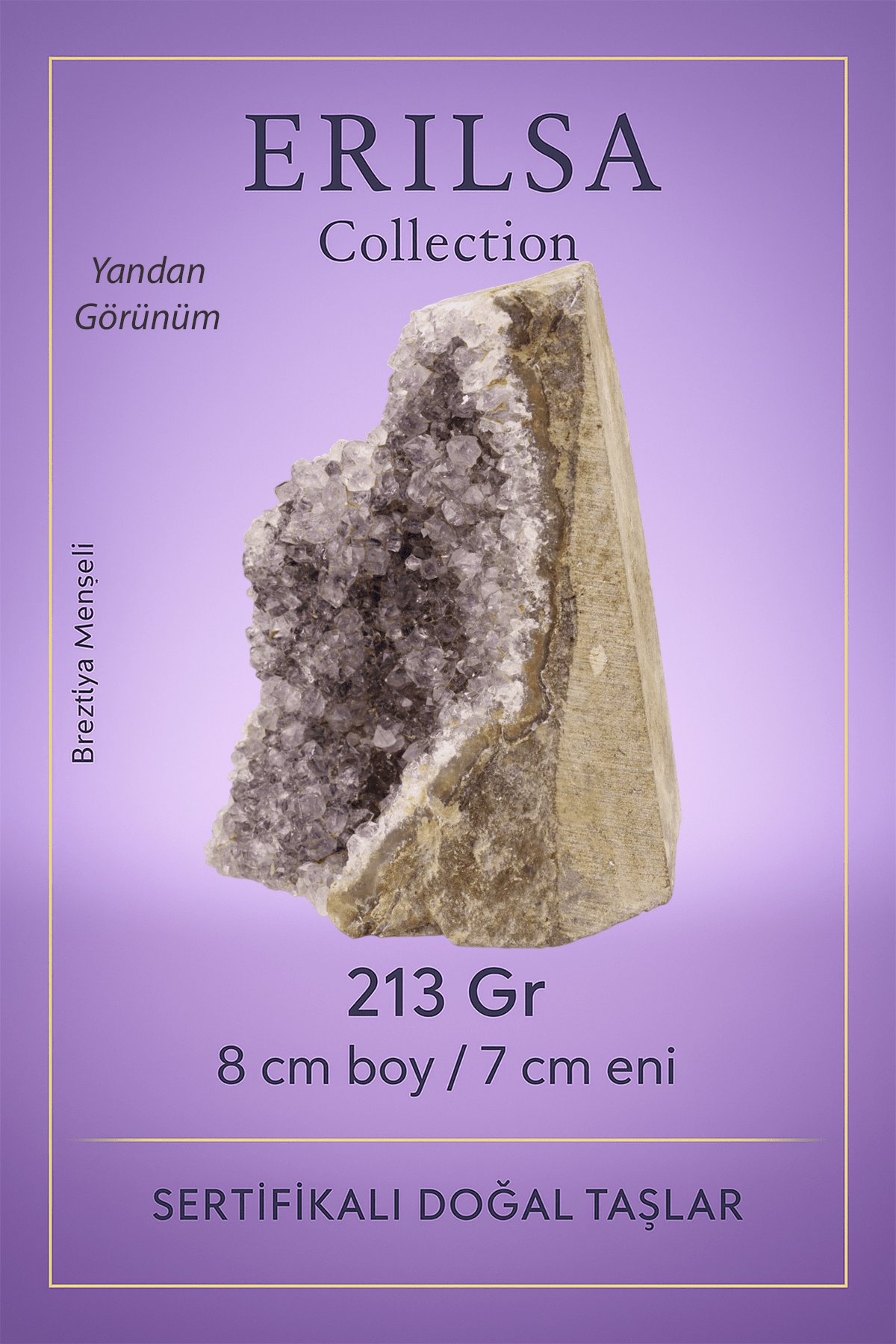 Sertifikalı Ametist Kuvars Taşı Kütlesi 213 Gr – Ham Doğal Kristal Dekoratif Taş Parçası