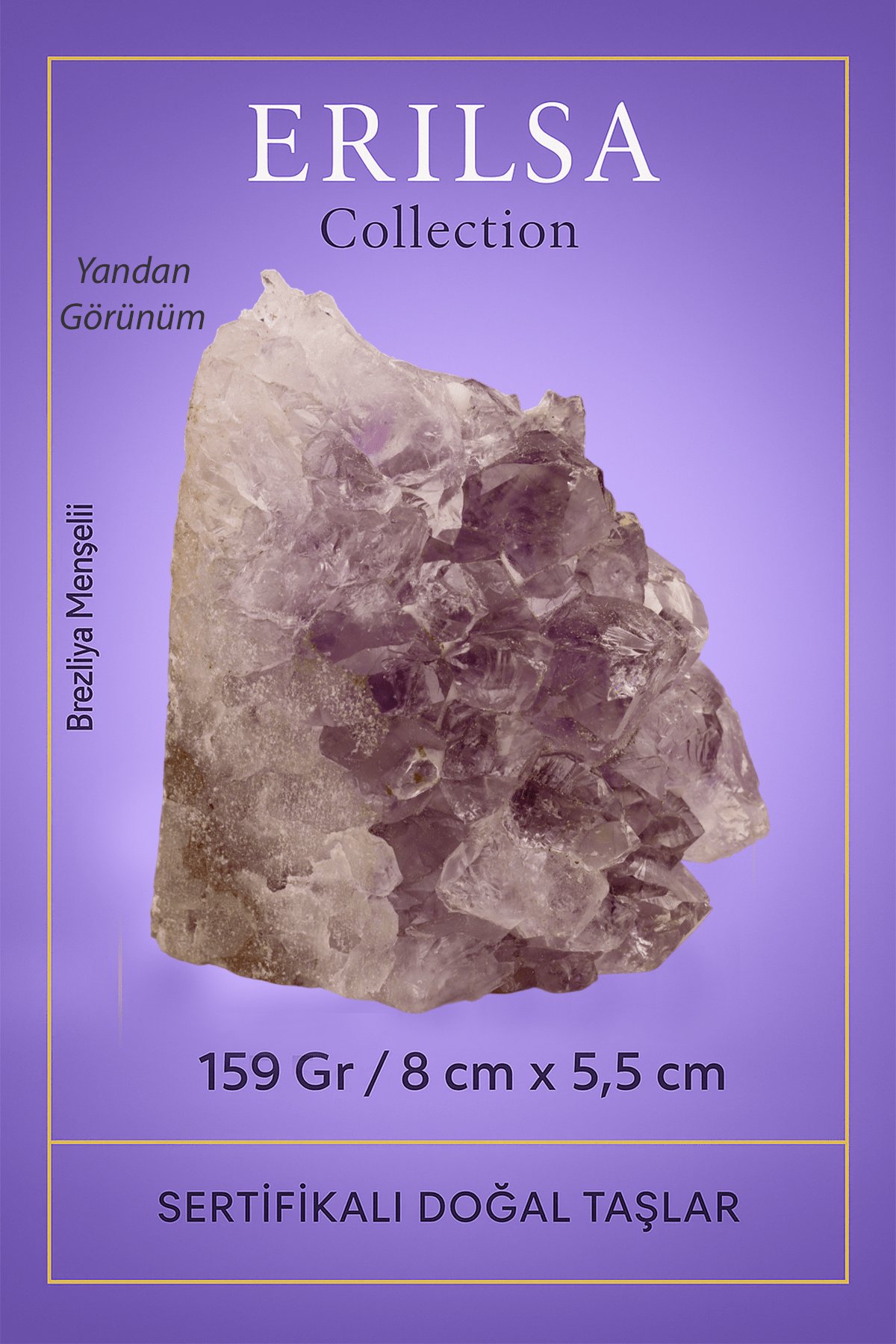 Sertifikalı Ametist Taşı Kütlesi 159 Gr – Ham Doğal Kristal Dekoratif Taş Parçası