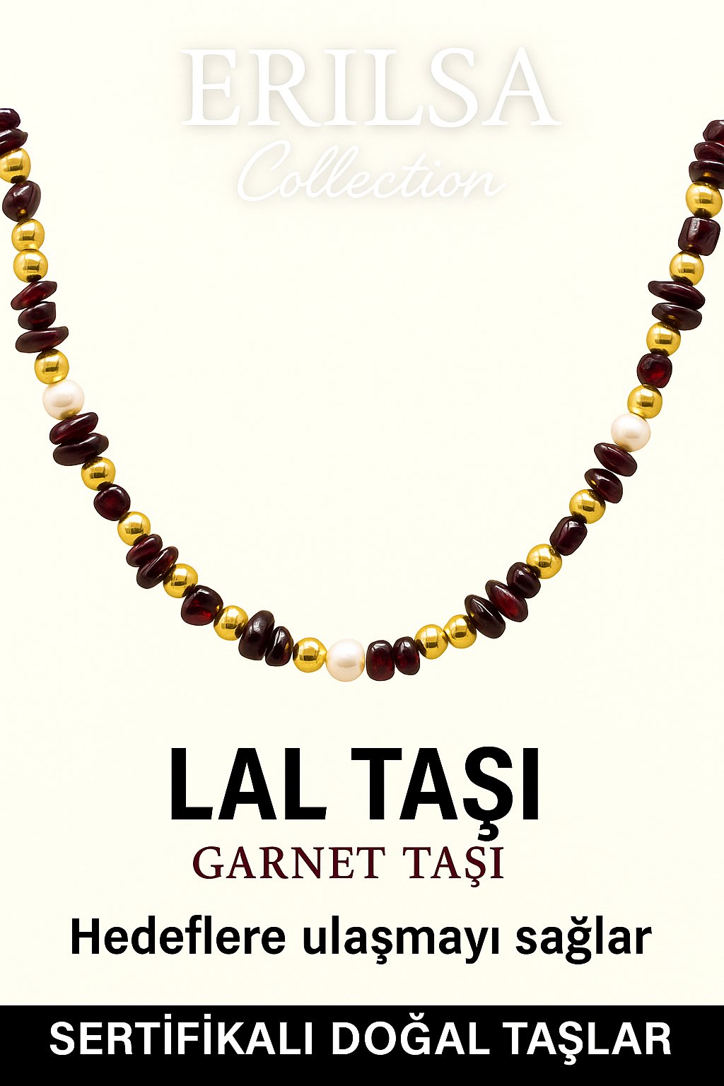 Sertifikalı Kırık Taşlı Model İnci - Lal Garnet Granat Taşı Kolye