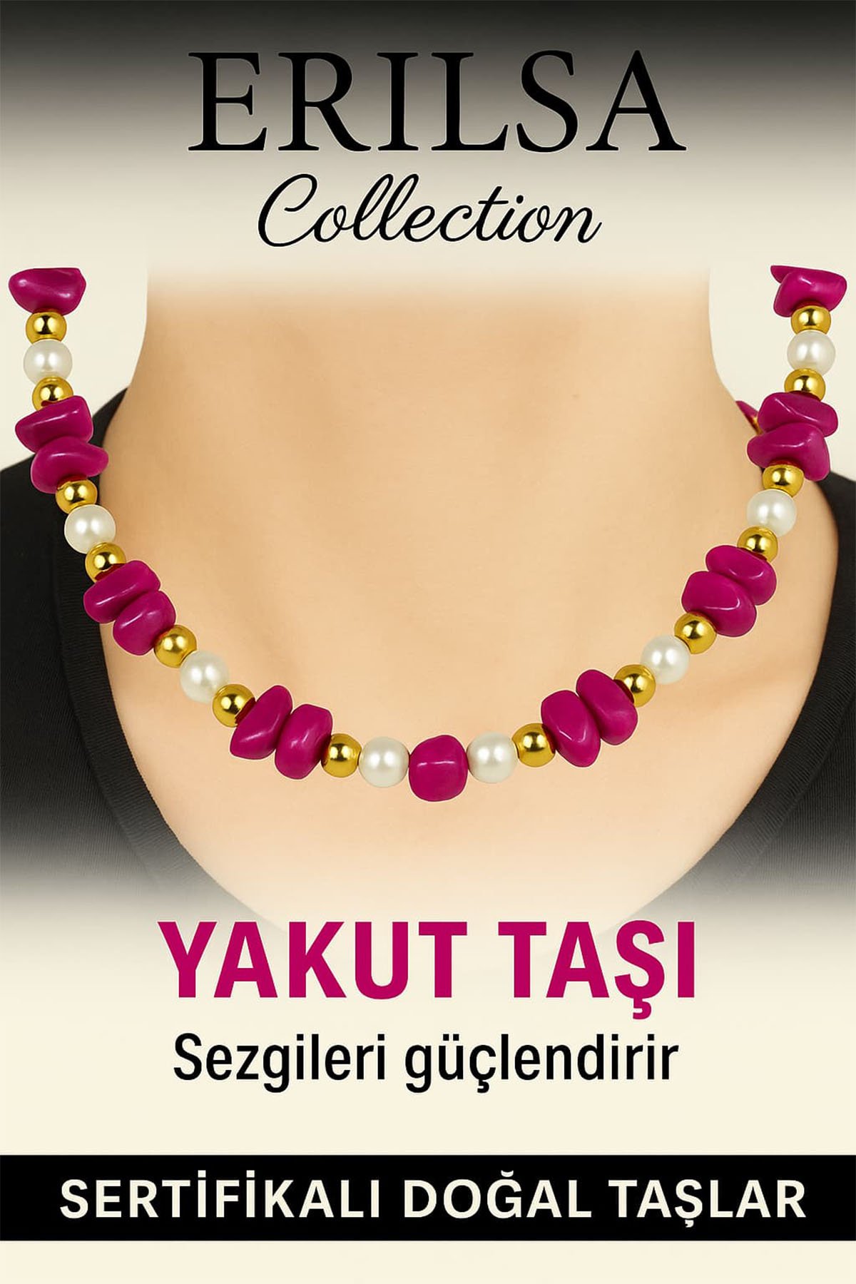 Sertifikalı Kırık Taşlı Model Yakut Taşı Kolye – Sevgi ve Şefkat Enerjisi