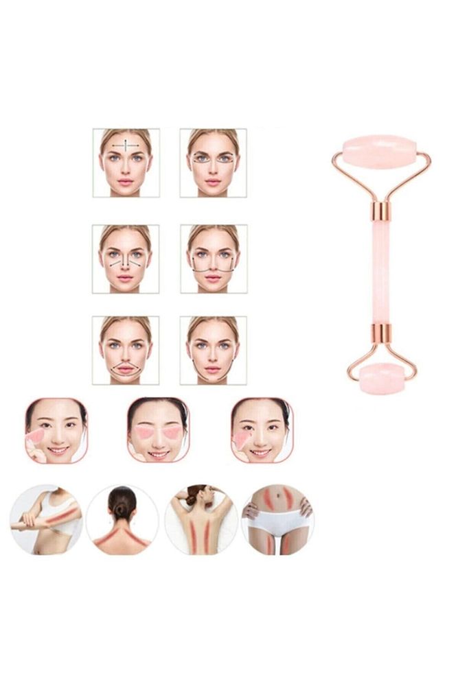 Sertifikalı Pembe Kuvars Taşı Yüz Masaj Aleti - Kütle Hediyeli