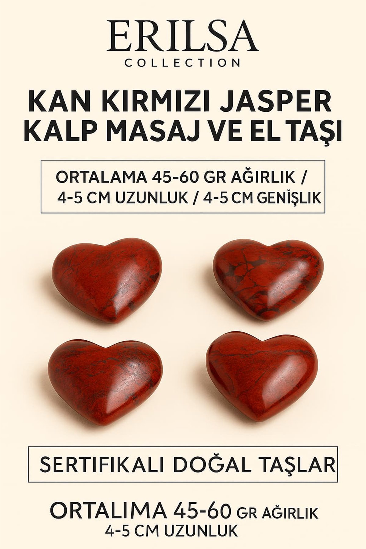 Sertifikalı Kan Kırmızı Jasper Kalp Masaj ve El Taşı – Güç, Kararlılık ve Enerji Dengeleyici Kristal