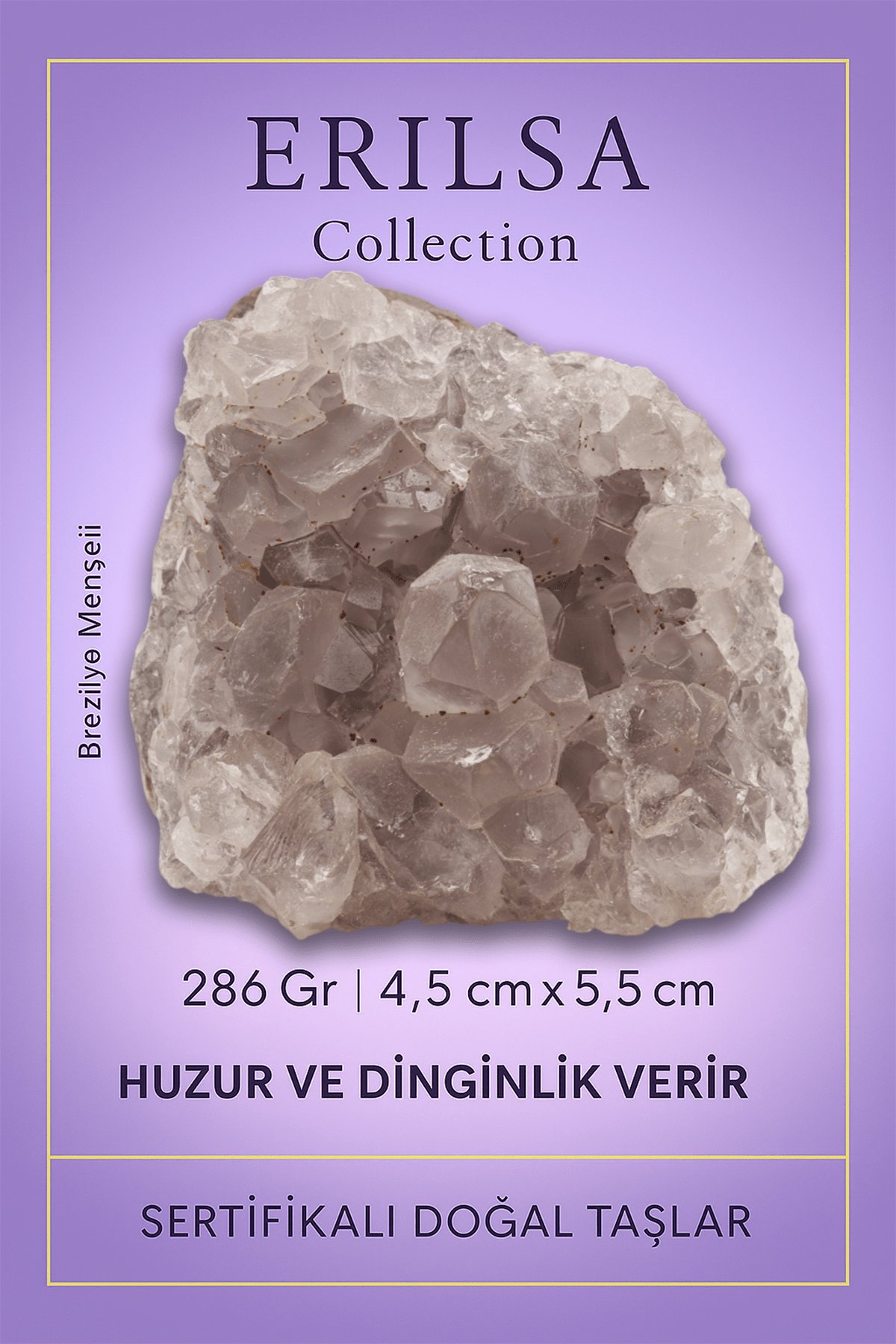 Sertifikalı Açık Ton Ametist Taşı Kütlesi – 286gr Ham Doğal Kristal Dekoratif Taş Parçası