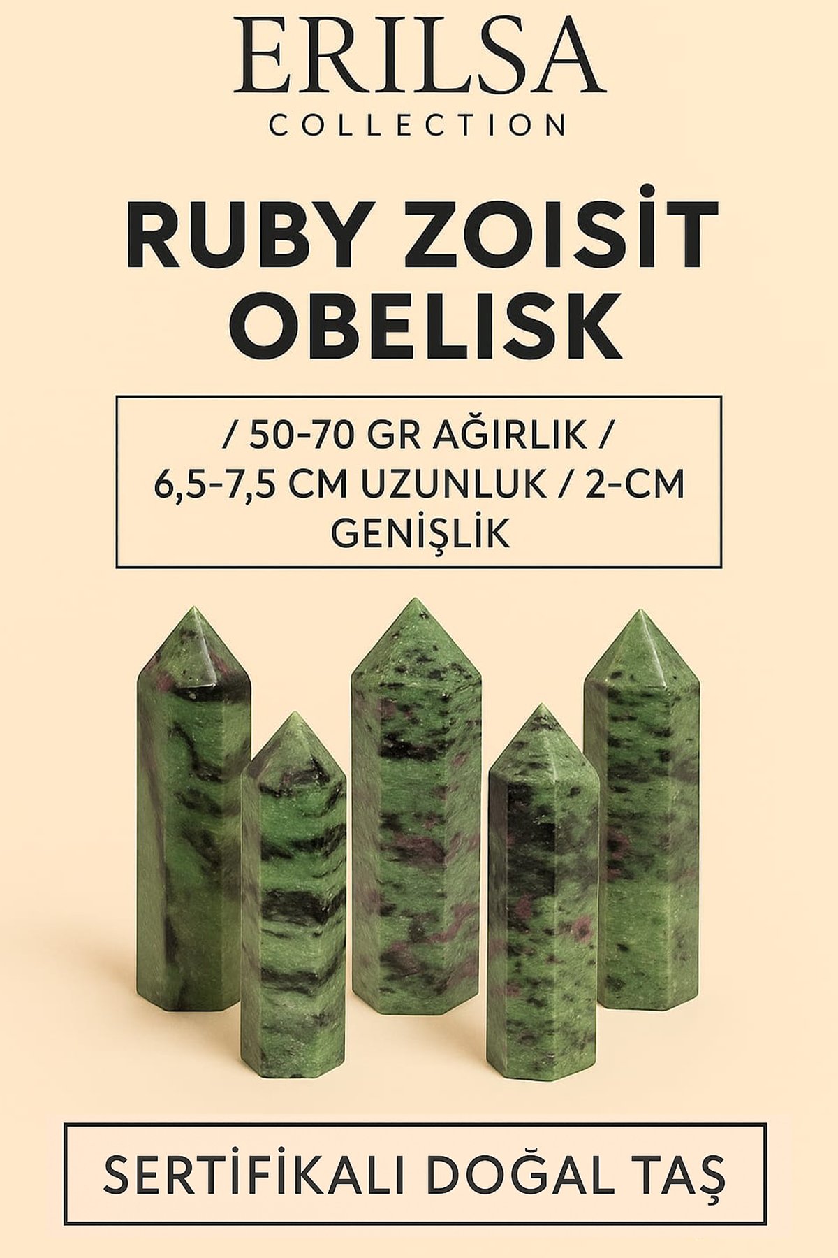 Sertifikalı Ruby Zoisit (Anyolit) Obelisk – Yakutlu Zoisit Taşı Piramit Kazık Şifa Kristali