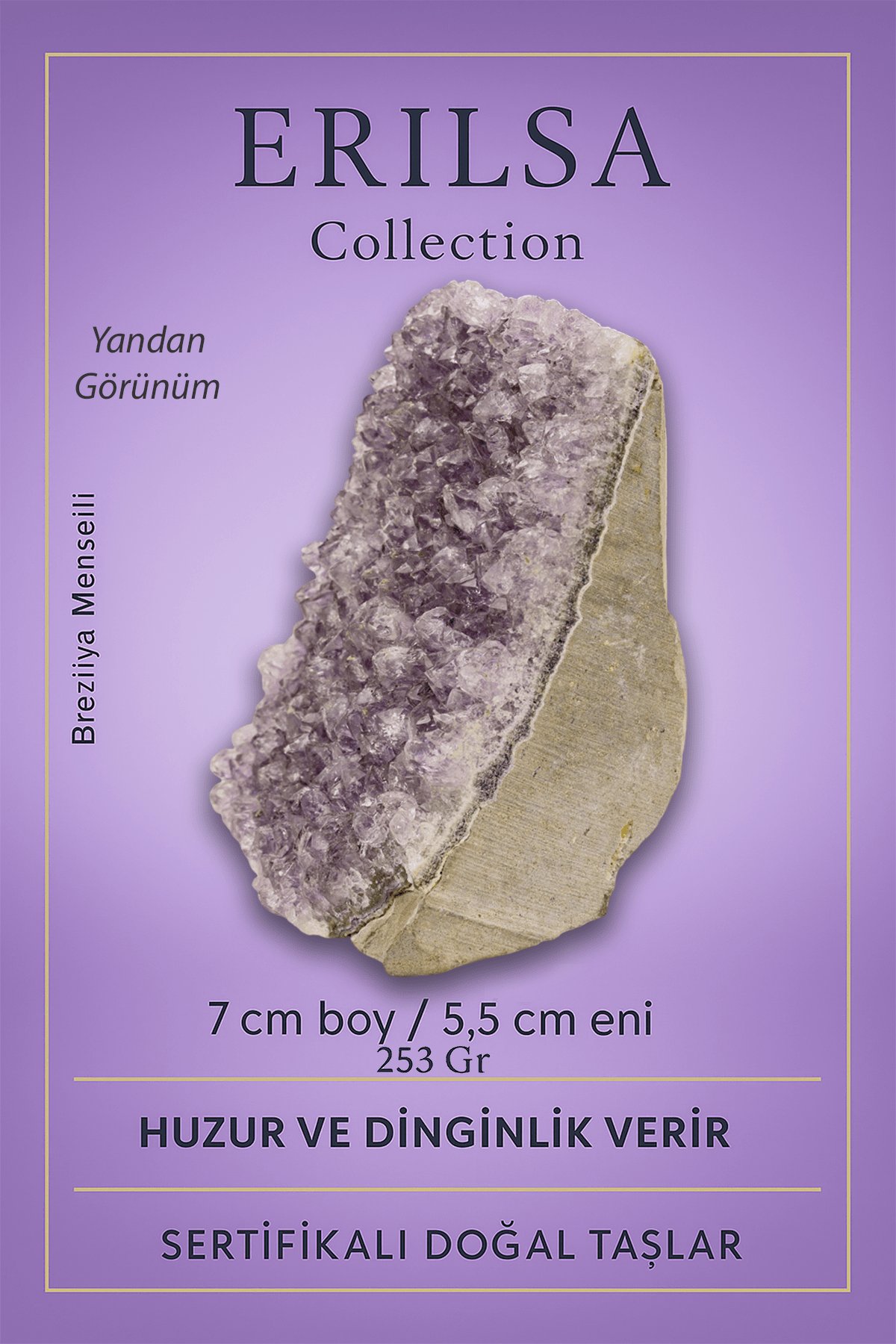 Sertifikalı Ametist Taşı Kütlesi 253 Gr – Ham Doğal Kristal Dekoratif Taş Parçası