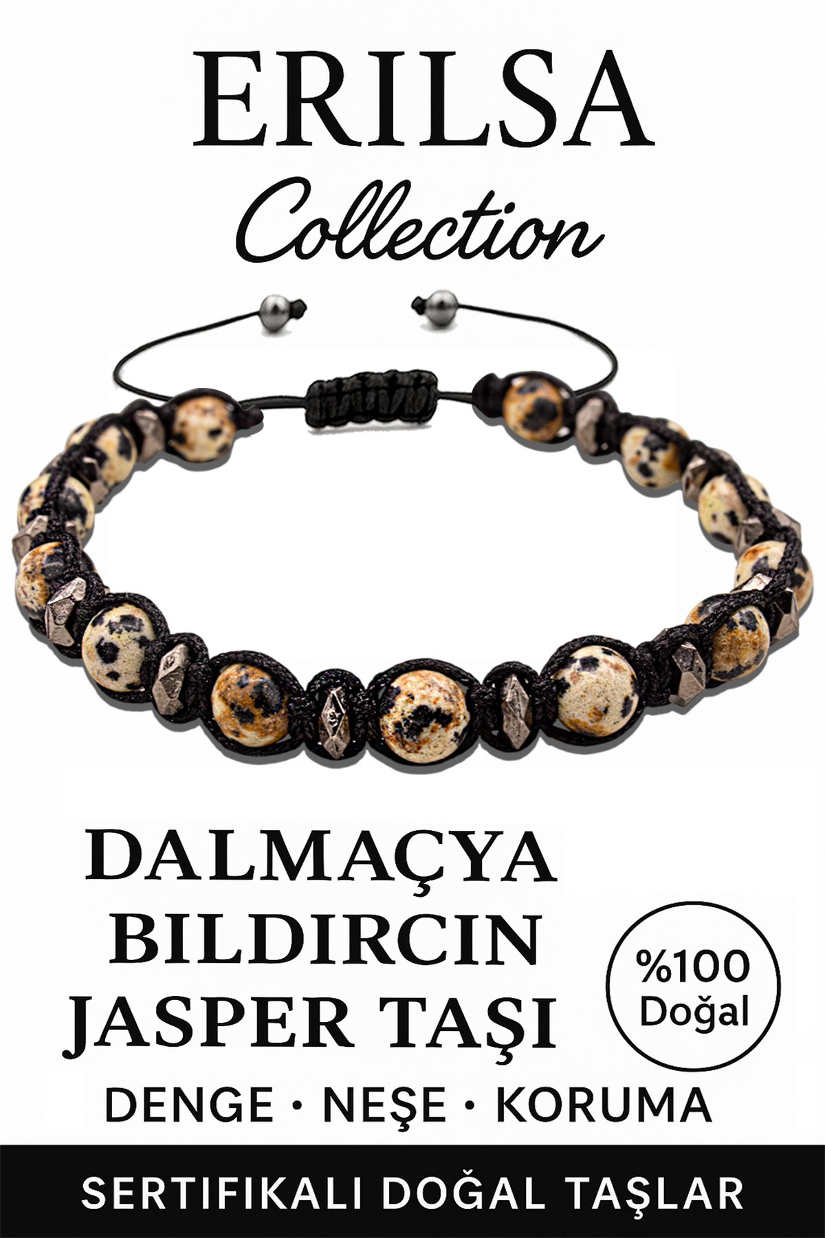 Sertifikalı Terahertz – Dalmaçya (Bıldırcın) Jasper Taşı Bileklik – Koruma ve Denge Enerjisi
