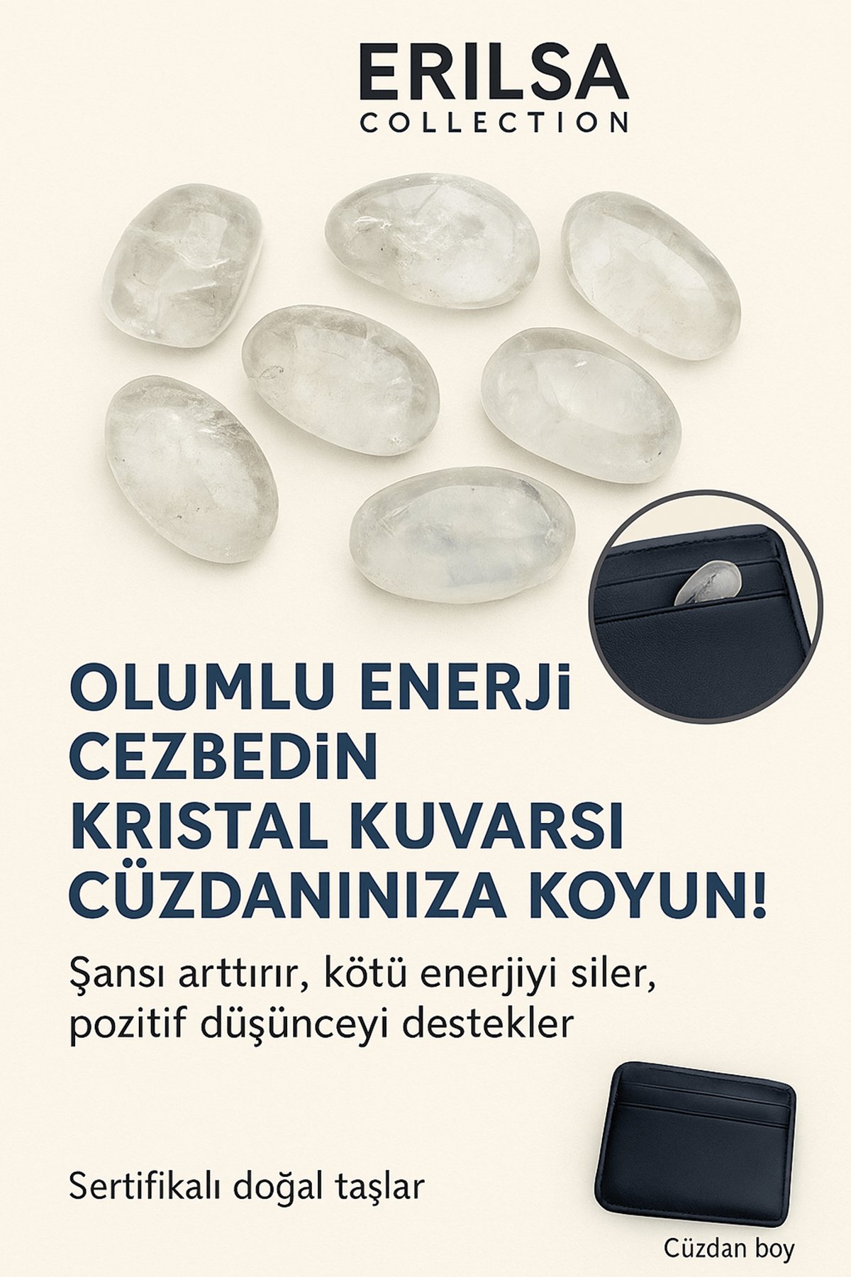 Sertifikalı Cüzdan Boy Kristal Kuvars Taşı Kütle - Günlük Arınma ve Zihinsel Netlik Taşı