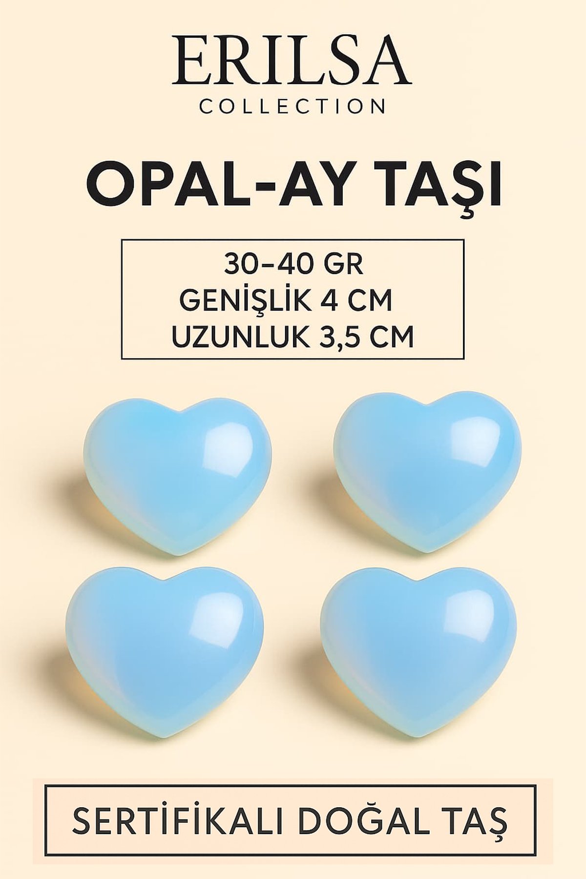 Sertifikalı Opal-Ay Taşı Kalp Masaj ve El Taşı – Duygusal Şifa ve Sezgisel Güçlendirme Kristali