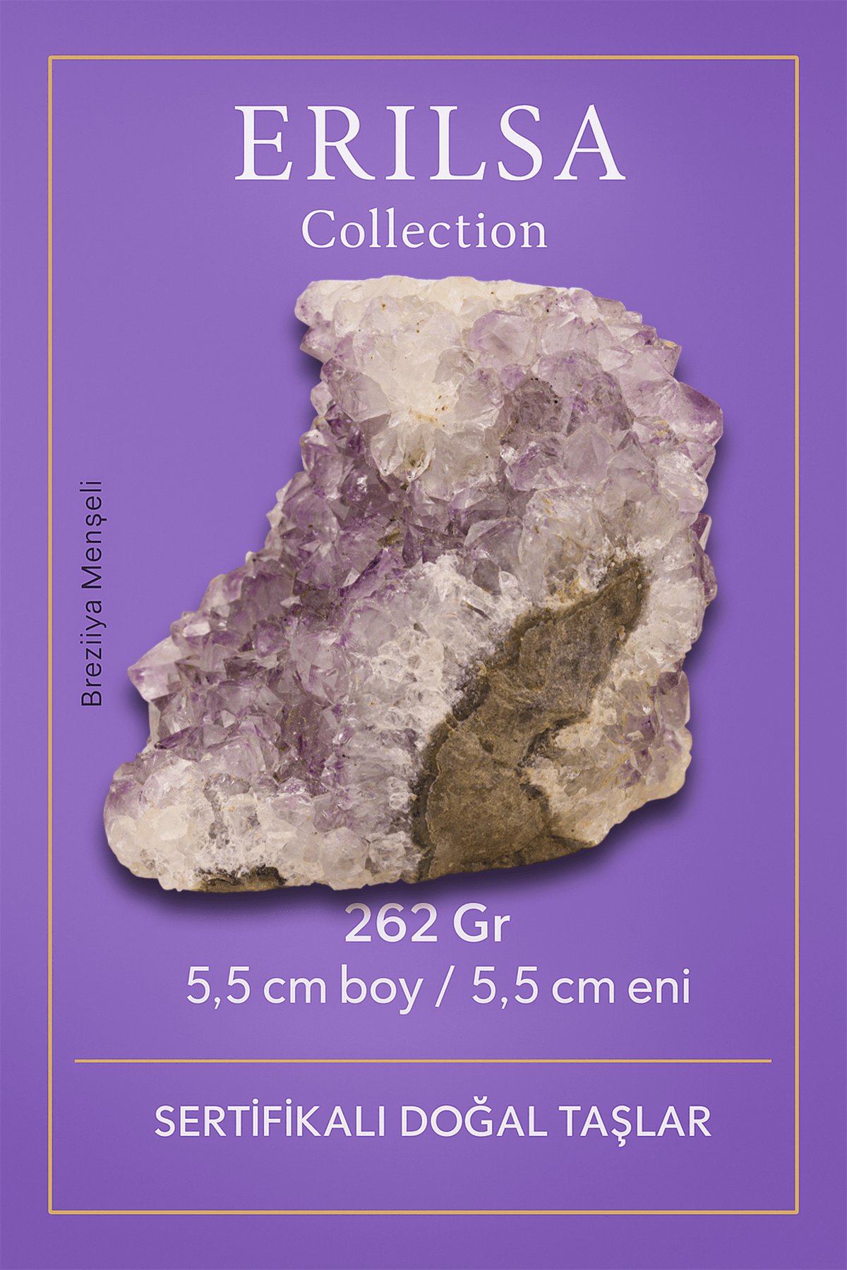 Sertifikalı Ametist Taşı Kütlesi 262 Gr – Ham Doğal Kristal Dekoratif Taş Parçası