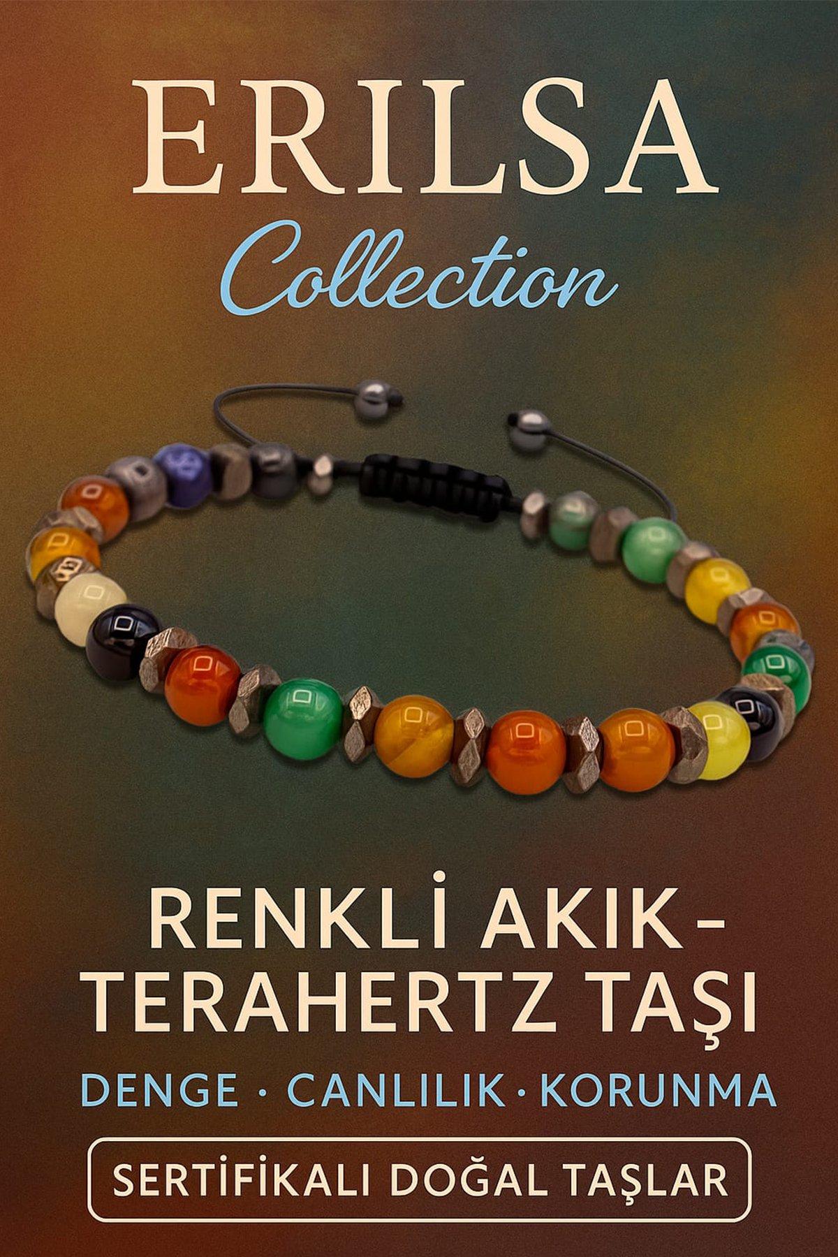 Sertifikalı Renkli Akik ve Terahertz Taşı Bileklik – Canlılık ve Dengeyi Şıklıkla Taşıyın