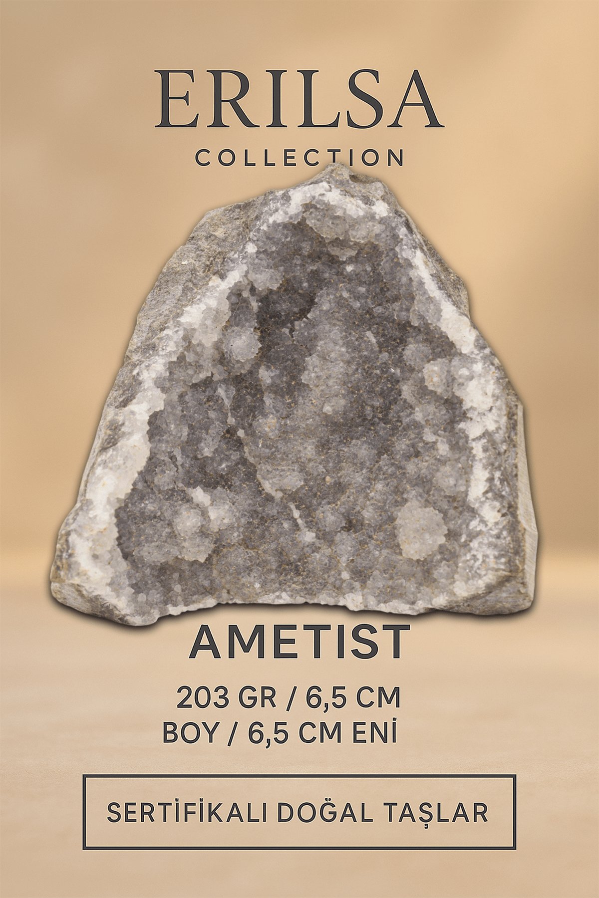 Sertifikalı Ametist Taşı Kütlesi 203 Gr – Ham Doğal Kristal Dekoratif Taş Stresi Azalt Huzur Ver