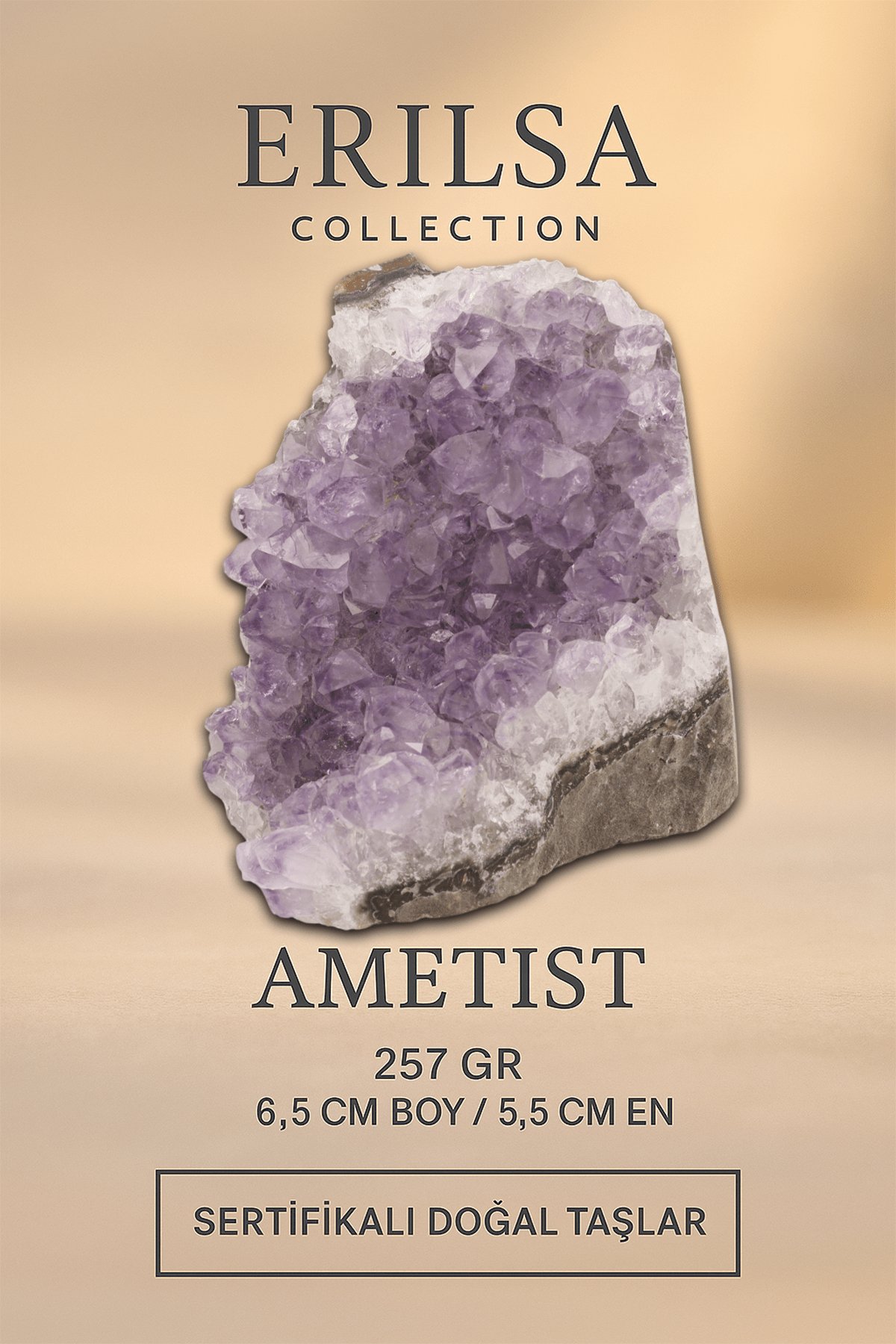 Sertifikalı Ametist Taşı Kütlesi 257 Gr – Ham Doğal Kristal Dekoratif Taş Stres Azaltır Huzur Verir