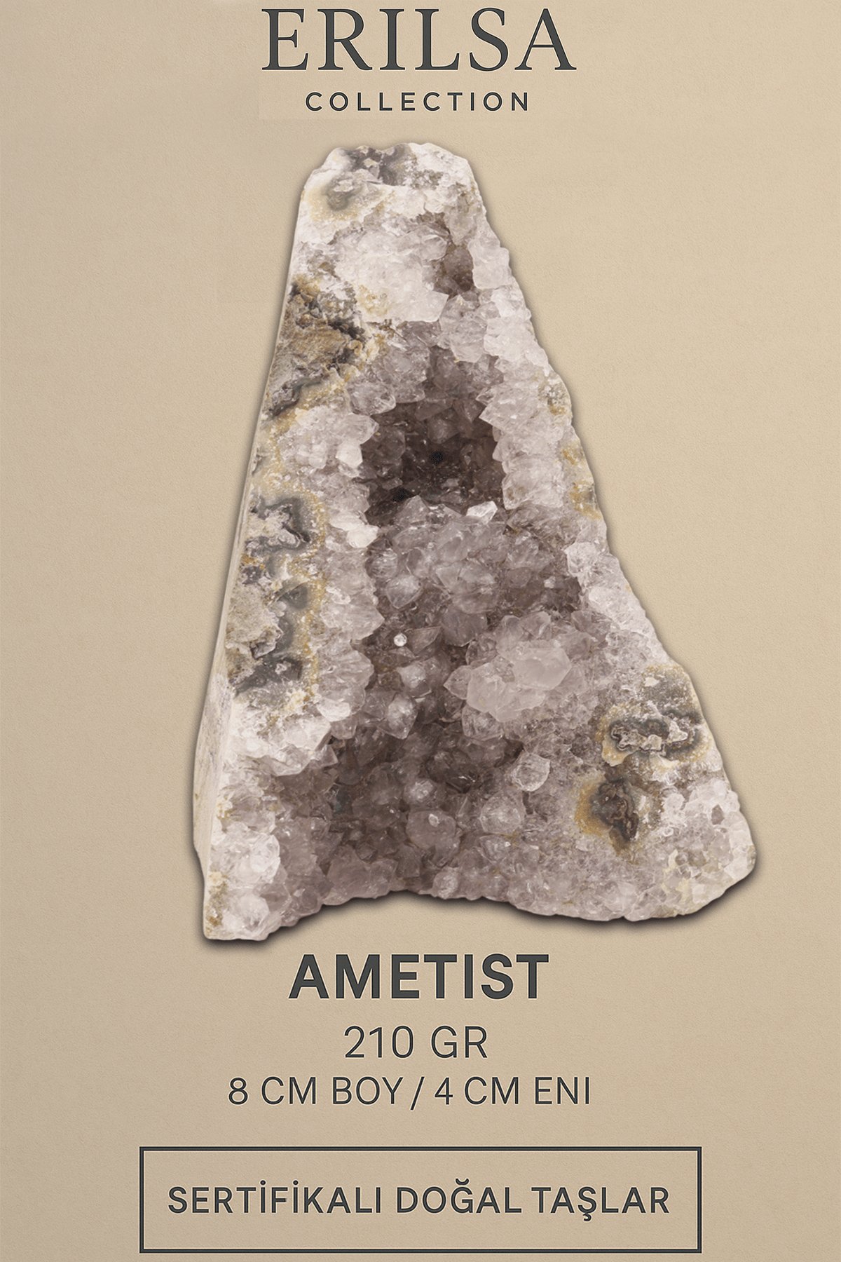 Sertifikalı Ametist Taşı Kütlesi 210 Gr – Ham Doğal Kristal Dekoratif Taş Stresi Azalt Huzur Ver