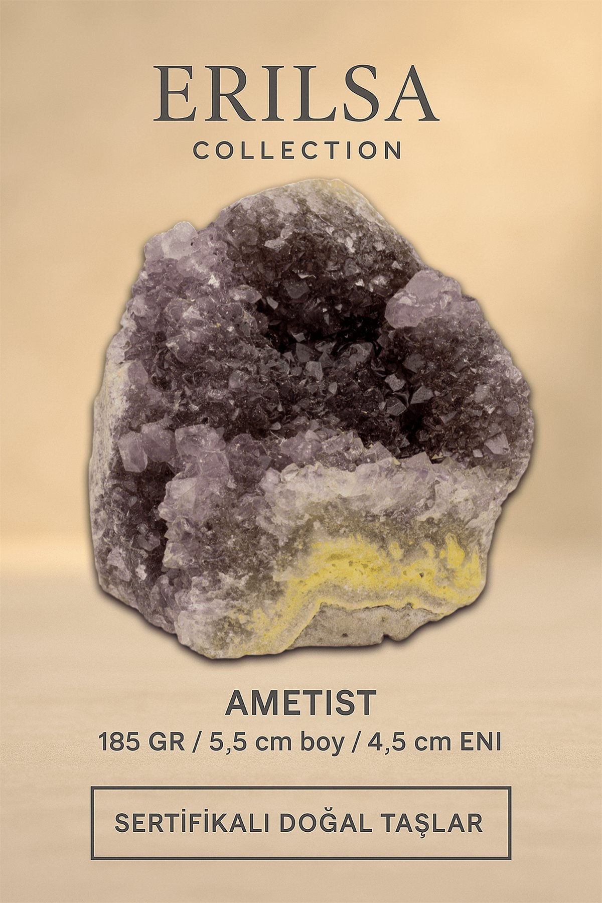 Sertifikalı Ametist Taşı Kütlesi 185 Gr – Ham Doğal Kristal Dekoratif Taş Stresi Azalt ve Huzur Ver