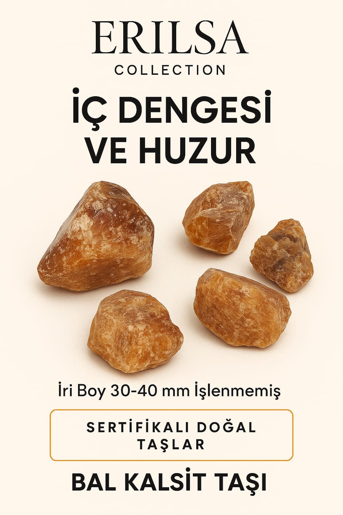 Sertifikalı Ham İşlenmemiş Bal Kalsit Taşı Kütlesi – İri Boy Doğal Kristal Parçası Odaklanma ve Enerji Verir