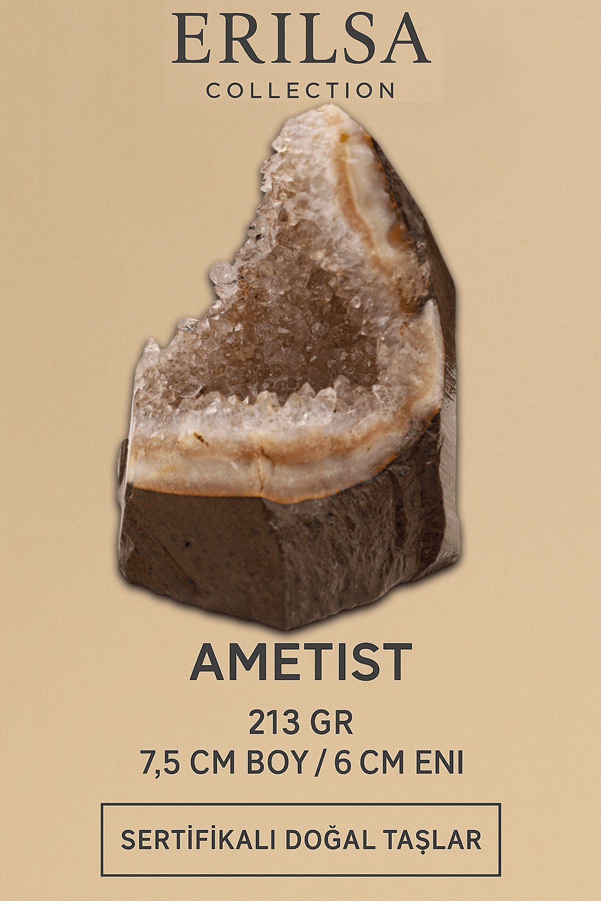 Sertifikalı Ametist Taşı Kütlesi 213 Gr Kristal Dekoratif Taş Stresi Azalt Huzur Ver