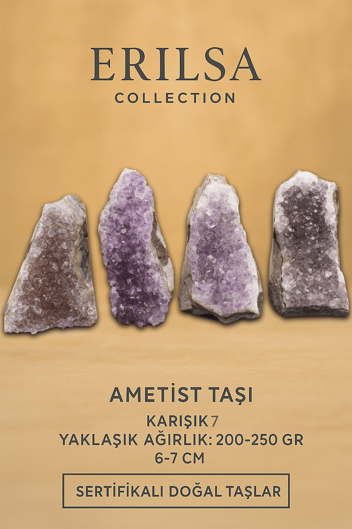 Sertifikalı Ametist Taşı Kütlesi 200-250 Gr – Doğal Ham Kristal Şifa Taşı Stresi Azalt Huzur Ver