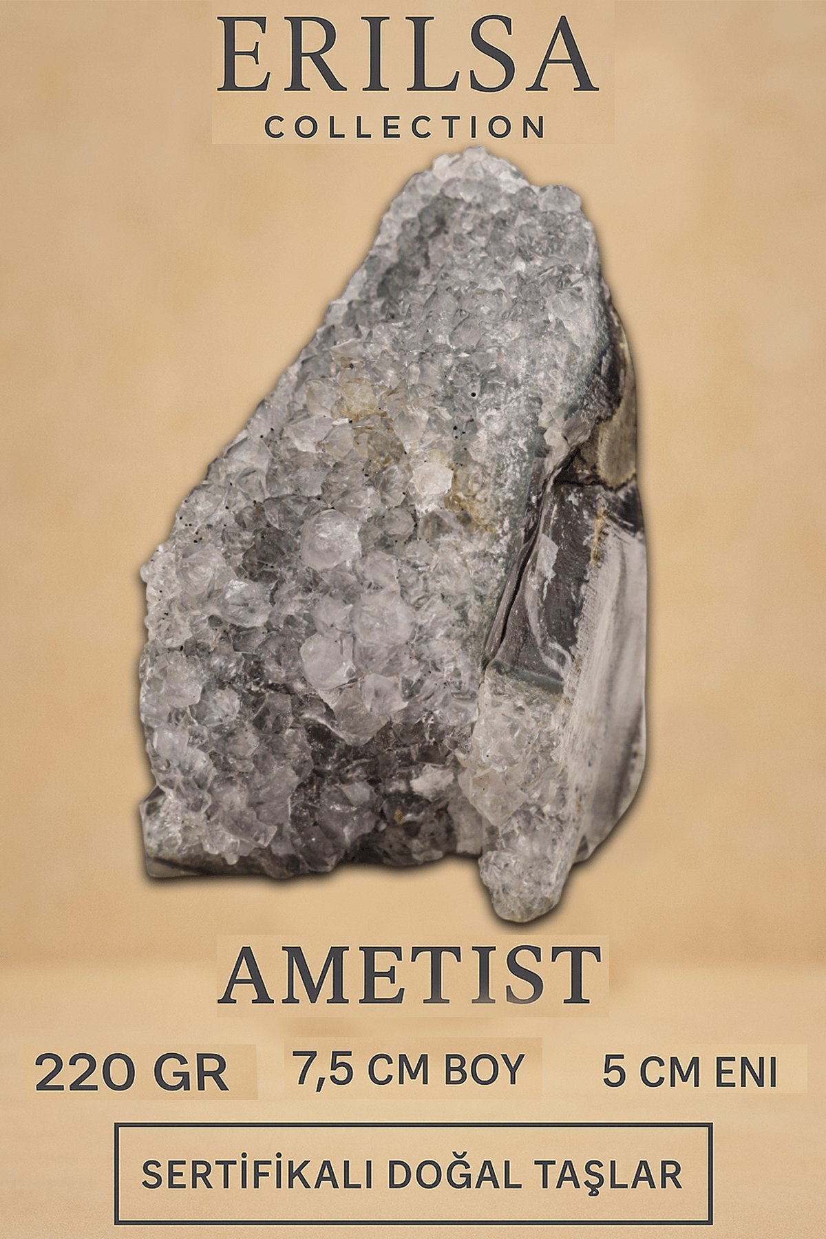 Sertifikalı Ametist Taşı Kütlesi 220 Gr – Ham Doğal Kristal Dekoratif Taş Stresi Azalt ve Huzur Ver