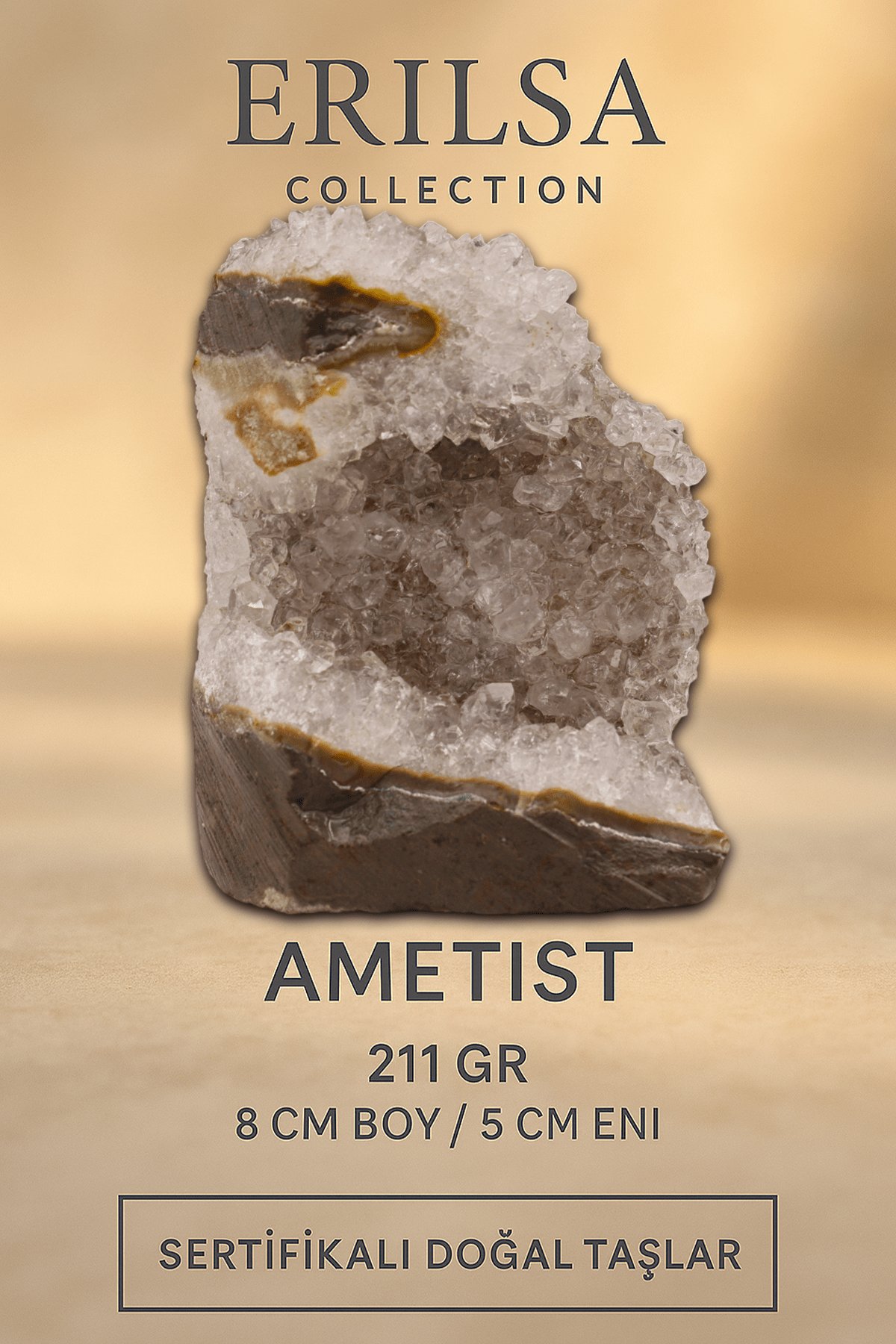 Sertifikalı Ametist Taşı Kütlesi 211 Gr – Ham Doğal Kristal Dekoratif Taş Stresi Azaltır ve Huzur Verir