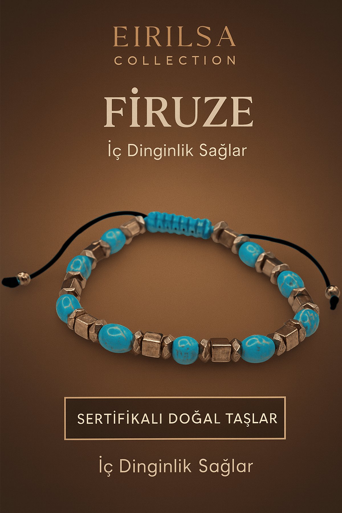 Sertifikalı Doğal Firuze Bileklik – İç Dinginlik Huzur ve Negatif Enerjiye Karşı Koruma