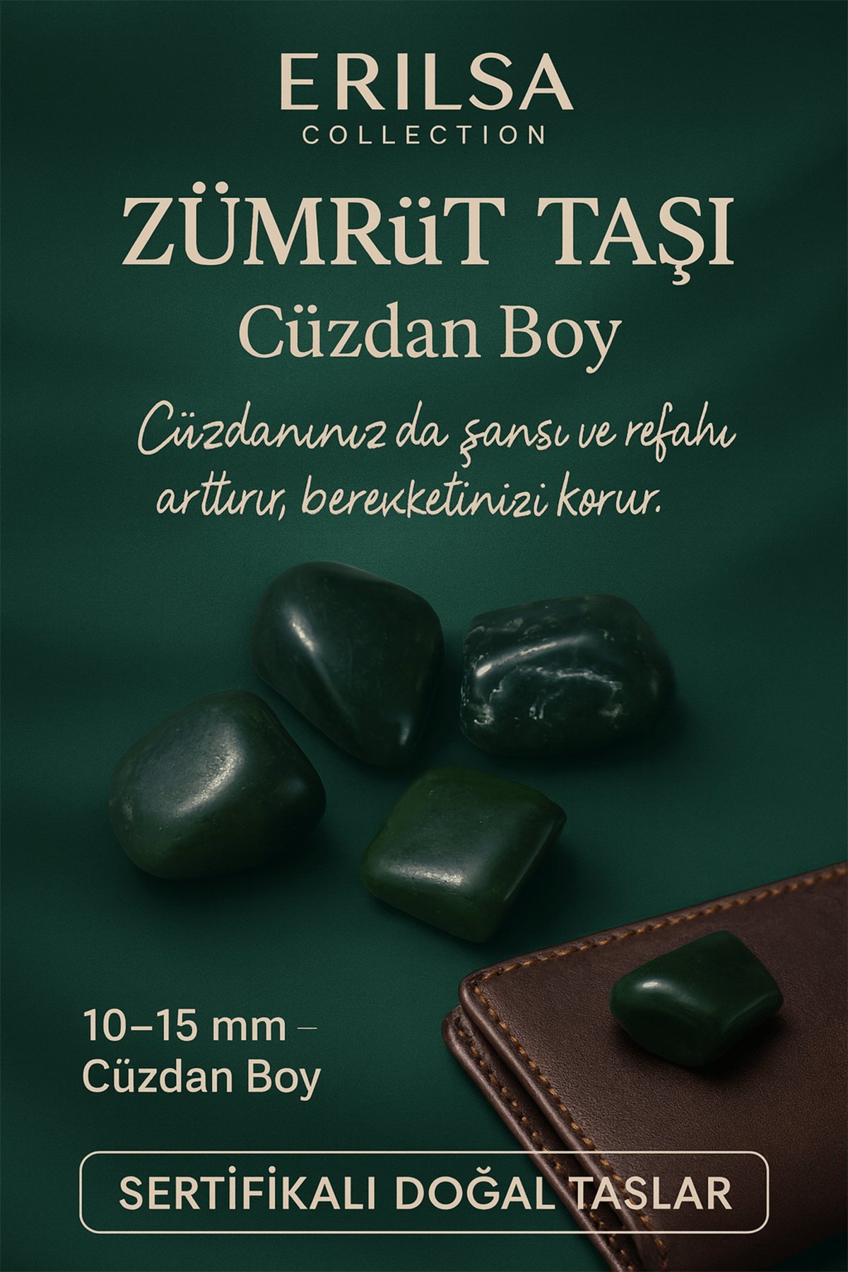 Sertifikalı Doğal Zümrüt Taşı Kütle 10-15 mm – Şans, Refah ve Bereket Taşı