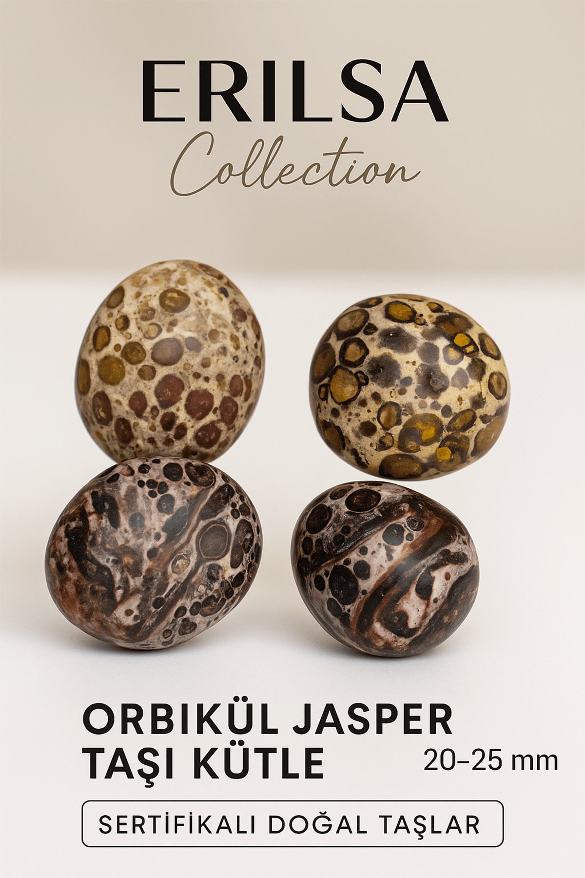 Sertifikalı Orbikül Jasper Taşı Kütle 20–25 mm Koruma Denge ve Topraklanma Enerjisi Taşı