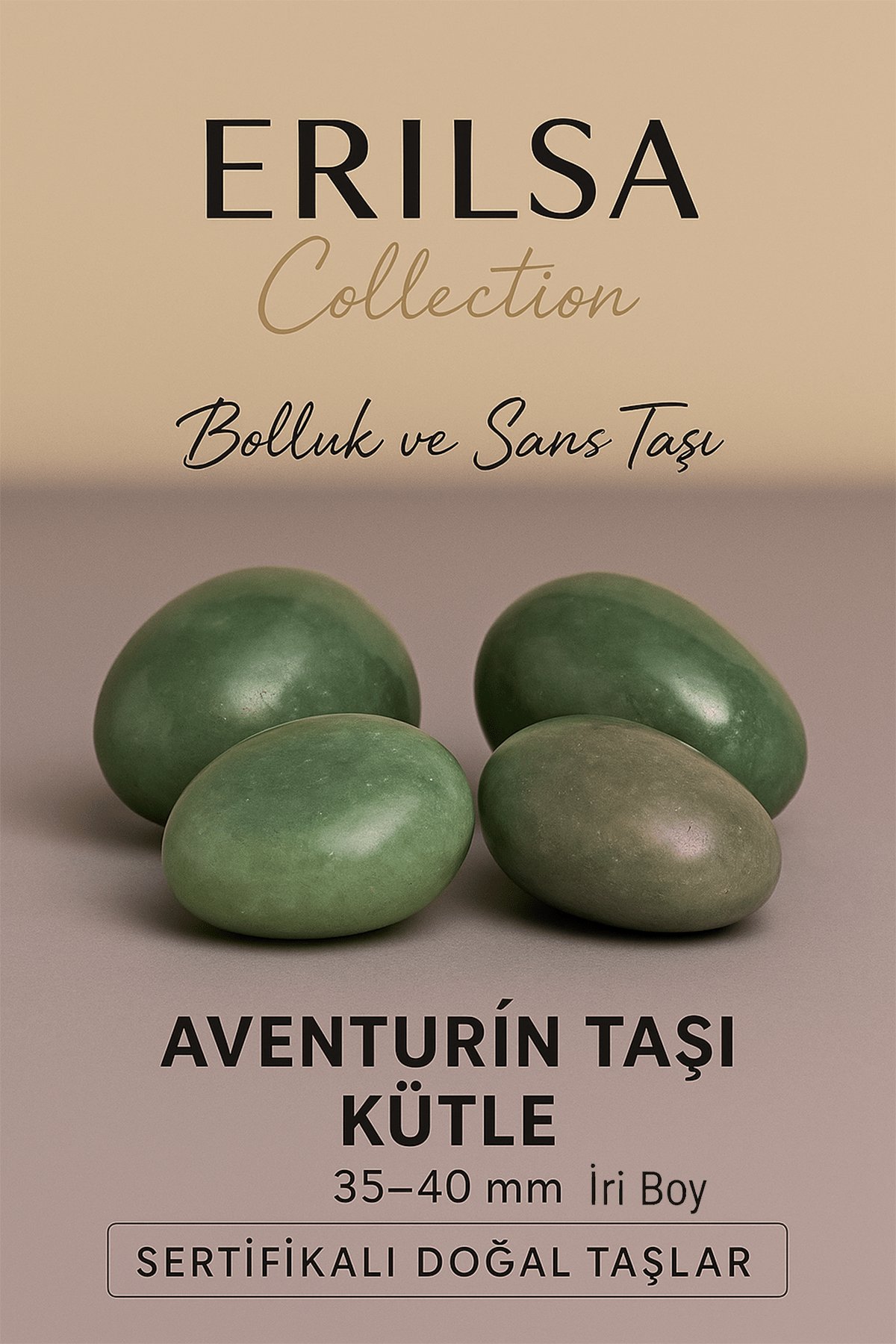 Sertifikalı Aventurin Taşı Kütle 35–40 mm – Bolluk ve Şans Taşı İri Boy Doğal Taş