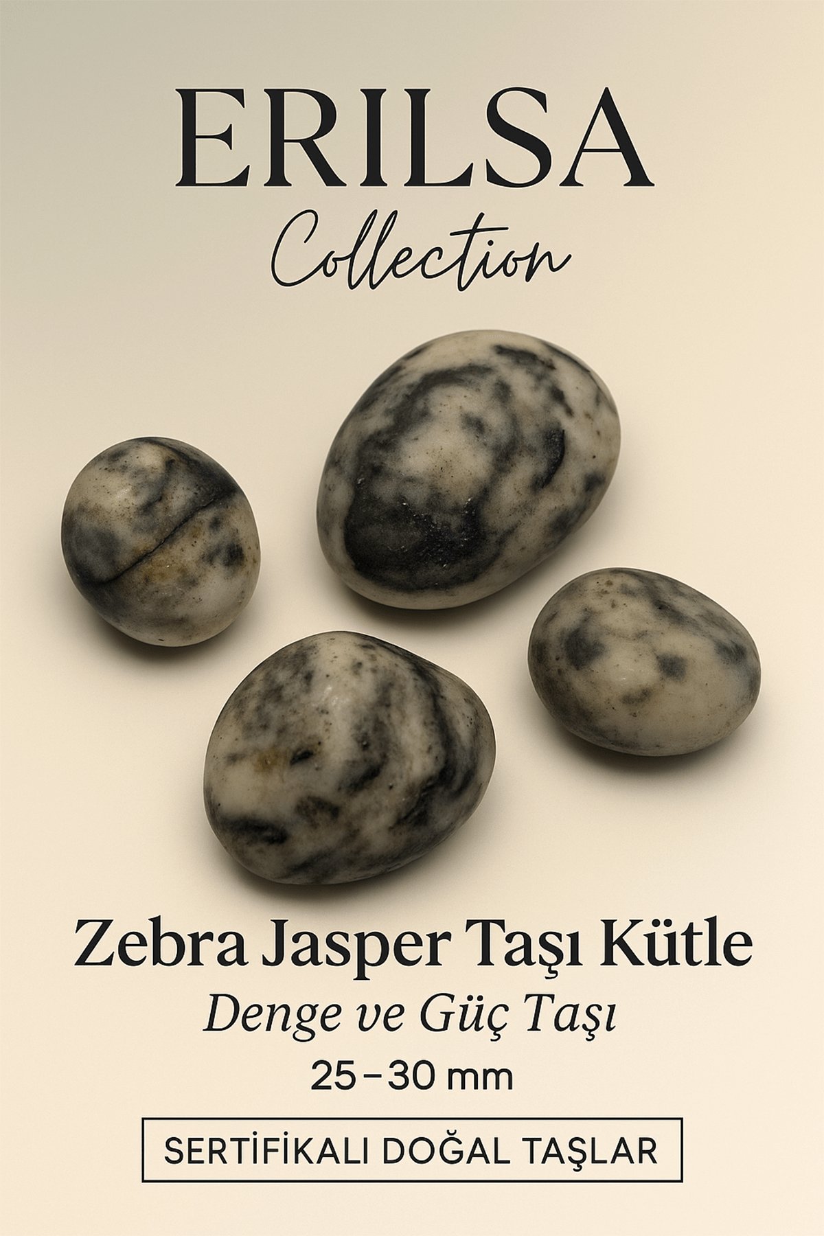 Sertifikalı Zebra Jasper Taşı Kütle 25–30 mm Denge Güç ve Koruma Taşı