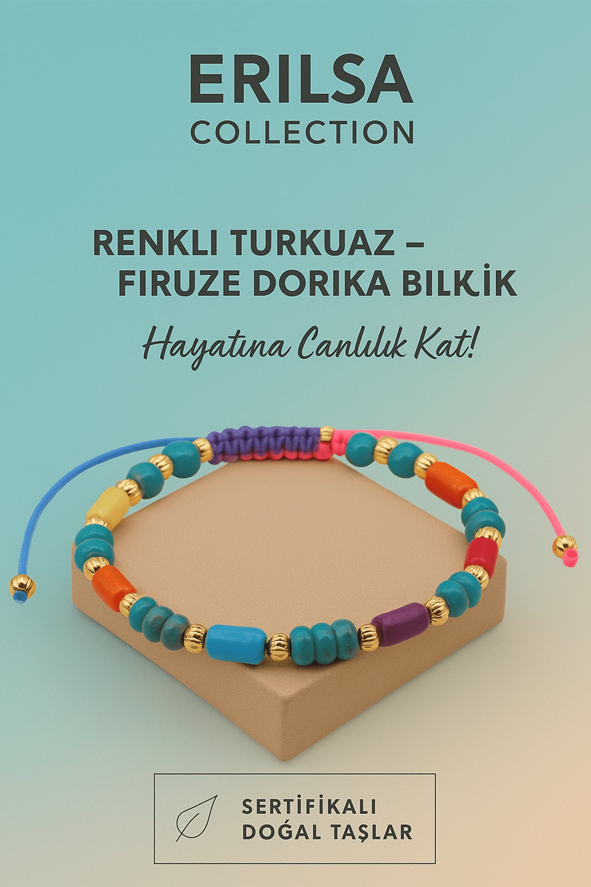 Sertifikalı RenkliDorika  Firuze Turkuaz Taşı Bileklik – Pozitif Enerjini Hisset, Ruhunu Parla