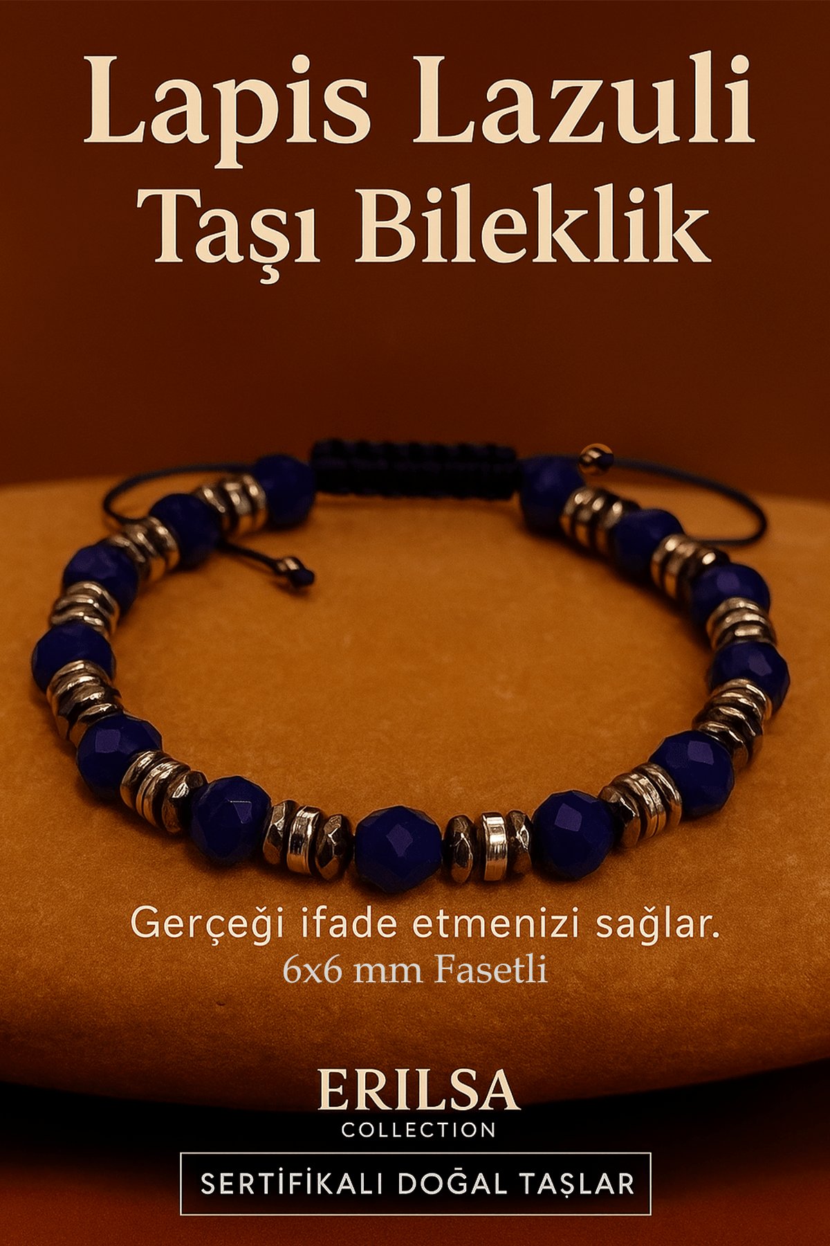 Sertifikalı Lapis Lazuli Taşı Bileklik 6x6 mm Fasetli – İfade Bilgelik ve Güç Taşı