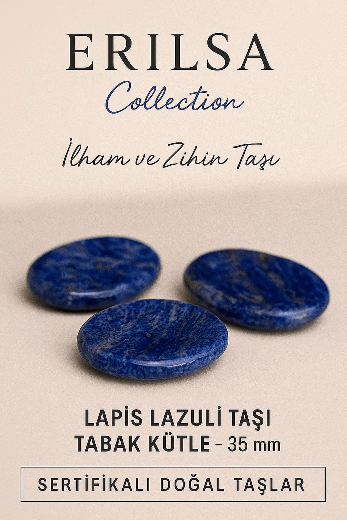 Sertifikalı Lapis Lazuli Taşı Kase Kütle 35 mm - Doğal İlham ve Zihin Taşı