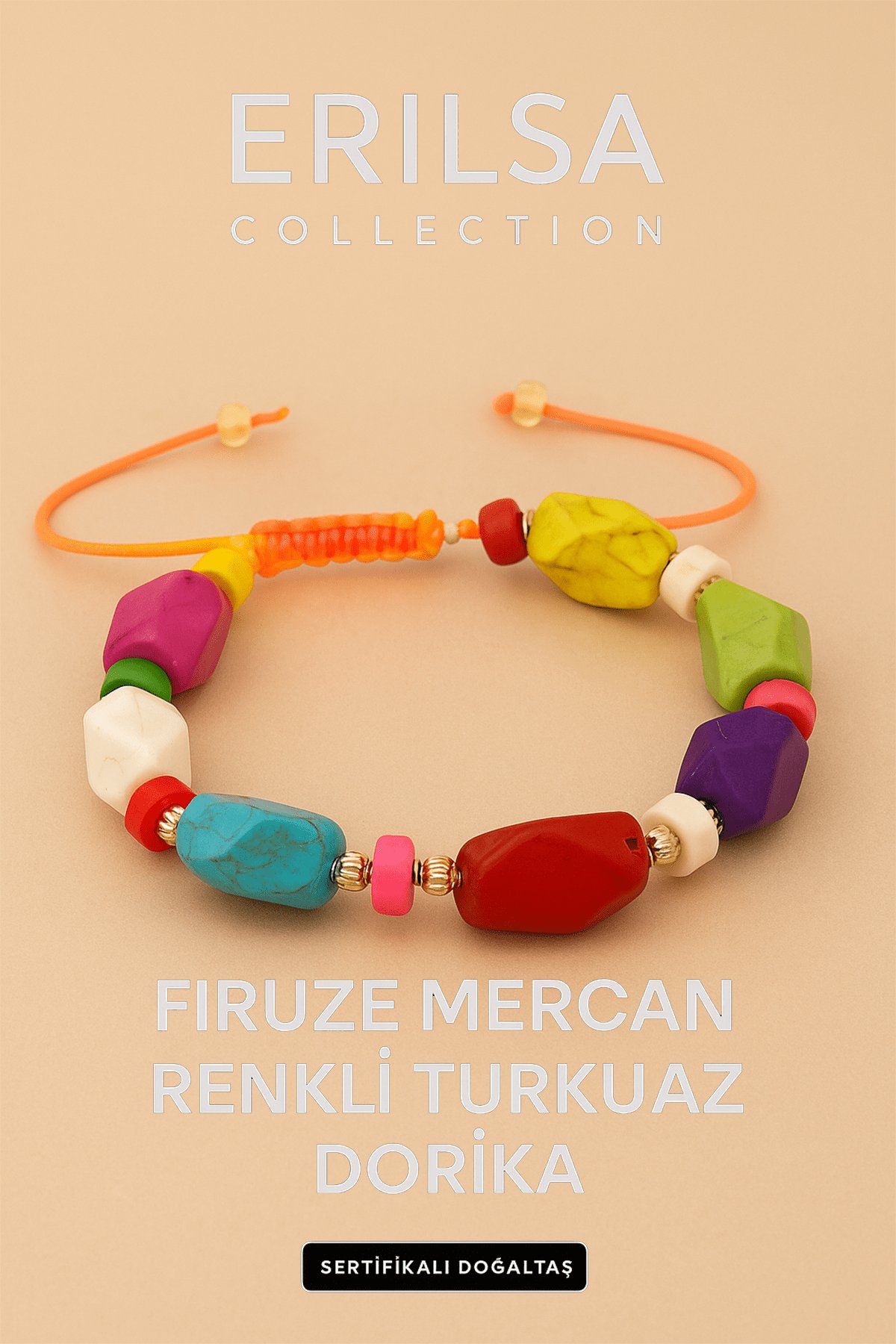 Sertifikalı Dorika Firuze Mercan Renkli Turkuaz Taşı Bileklik – Enerjini Renklerle Yenile