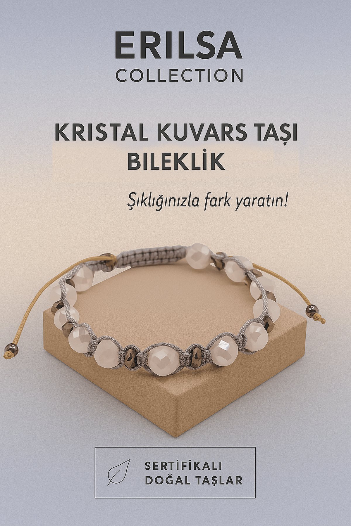 Sertifikalı Terahertz Kristal Kuvars Taşı Bileklik – Şıklığınla Parla, Enerjini Dengele