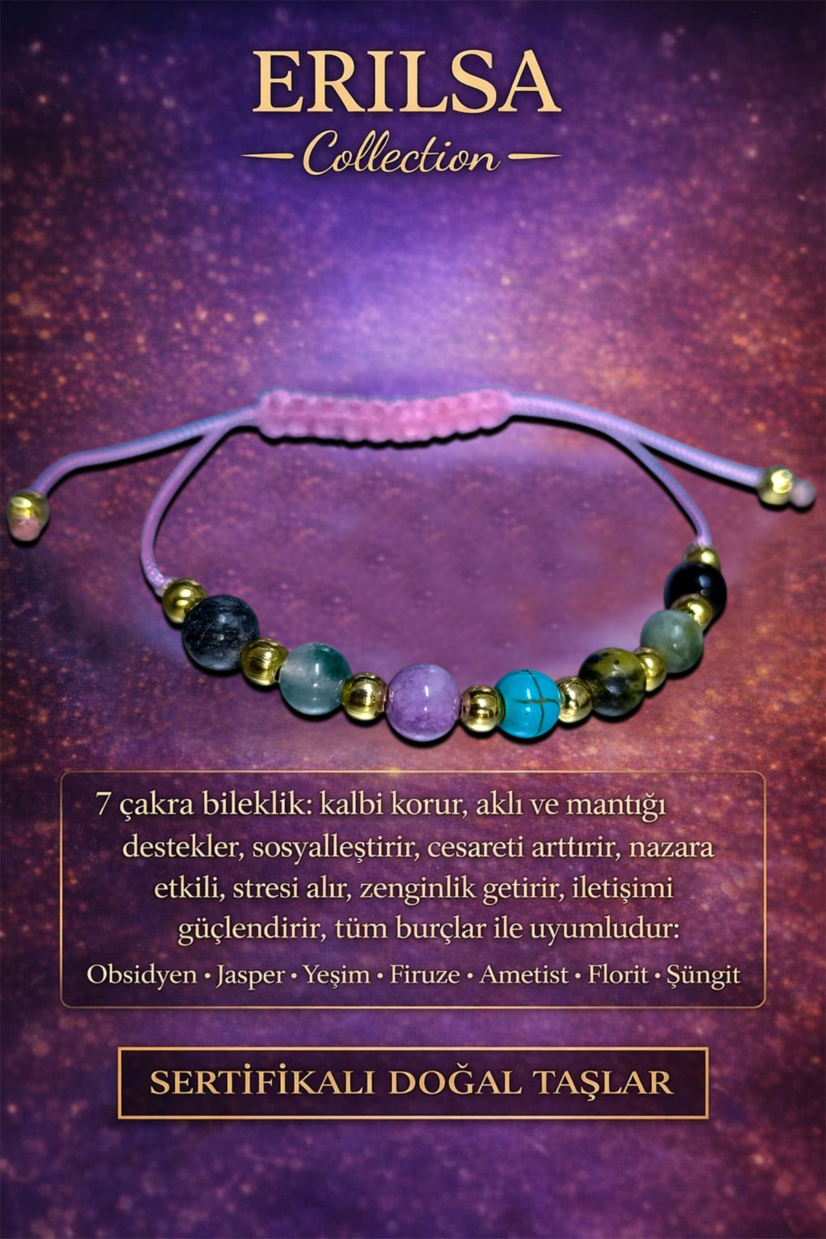 Sertifikalı 7 Çakra Denge Ve Enerji Uyum Bilekliği – Doğal Taş Şifa Serisi - Pembe Renk