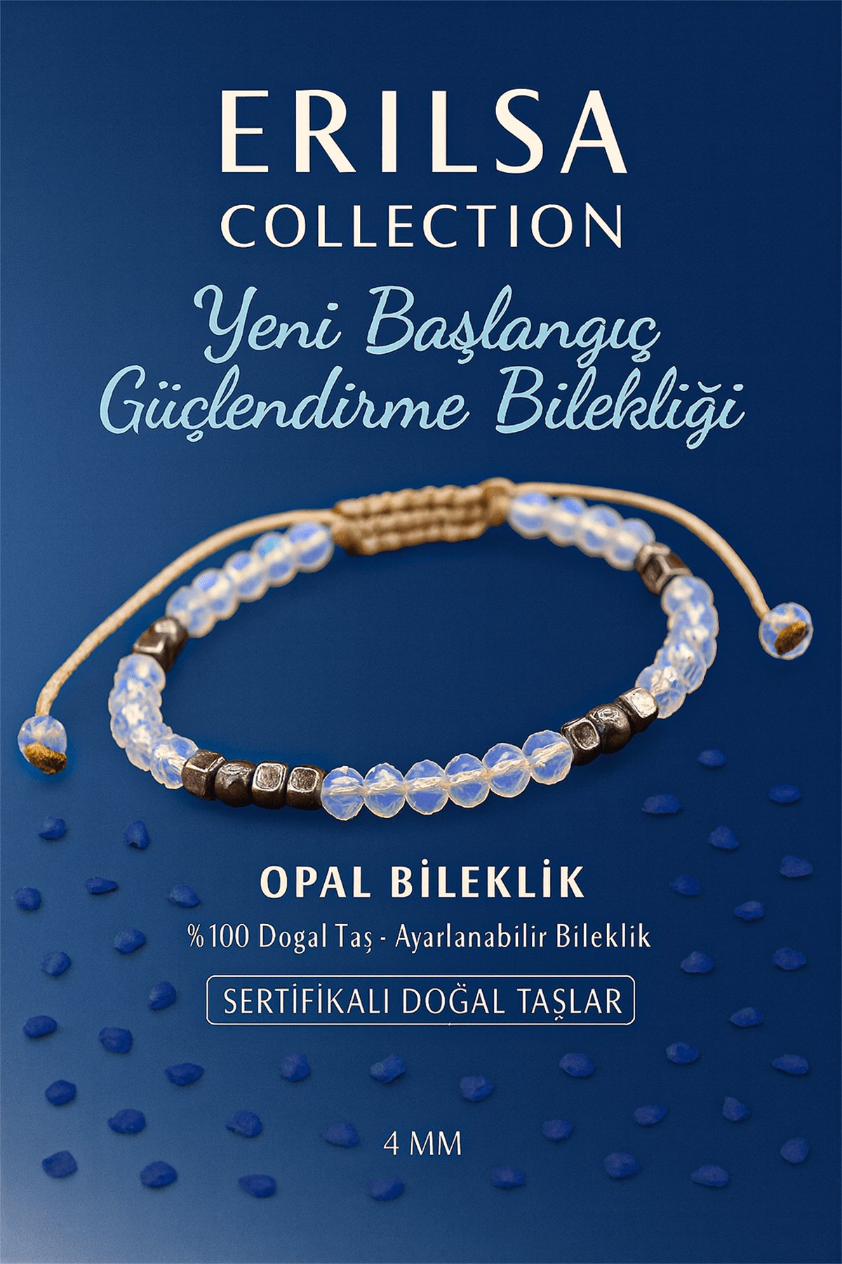 Sertifikalı Yeni Başlangıç Güçlendirme Enerji Bilekliği - Opal ve Terahertz Doğal Taş 4 mm