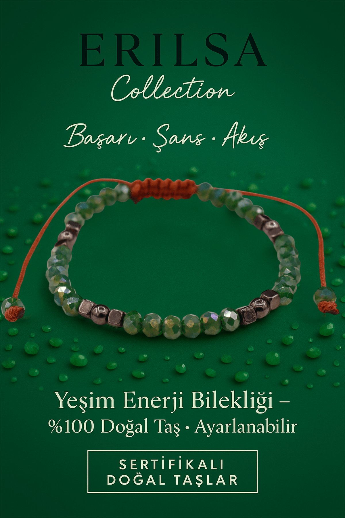 Sertifikalı Başarı ve Şans Akış Aktivasyonu Bilekliği – Yeşim ve Terahertz Doğal Taş 4 mm