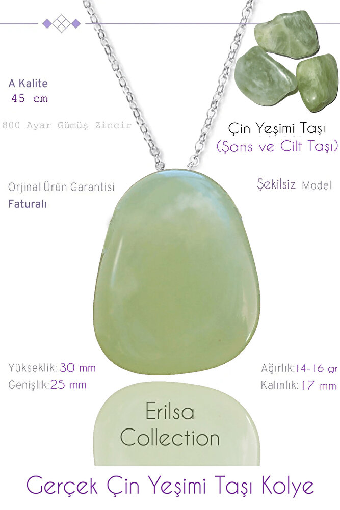 Sertifikalı Tımbıl Model Gerçek Çin Yeşimi Doğal Taş Kolye